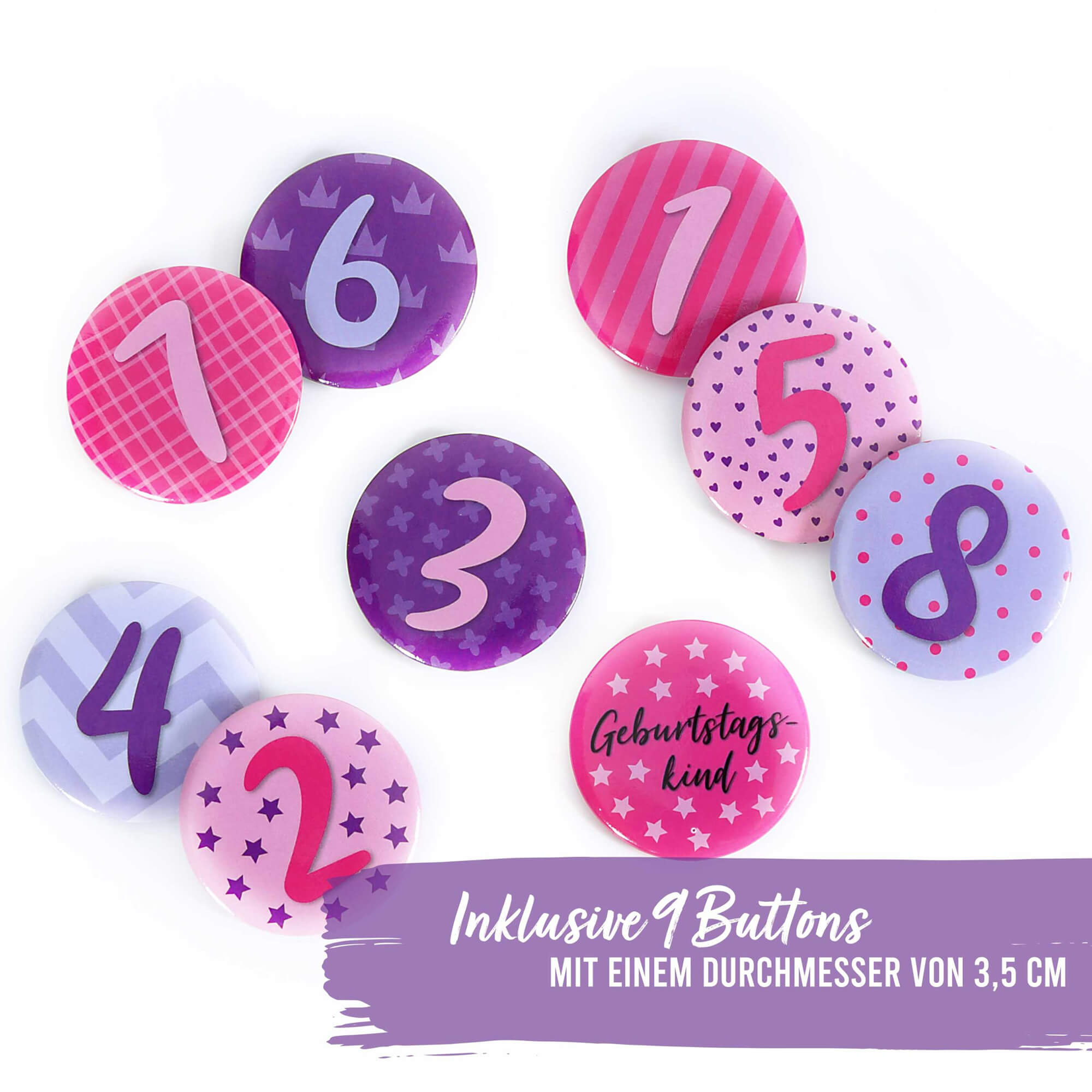 Geburtstagskrone mit Buttons - Pink Papierdrachen - malmichbunt.de