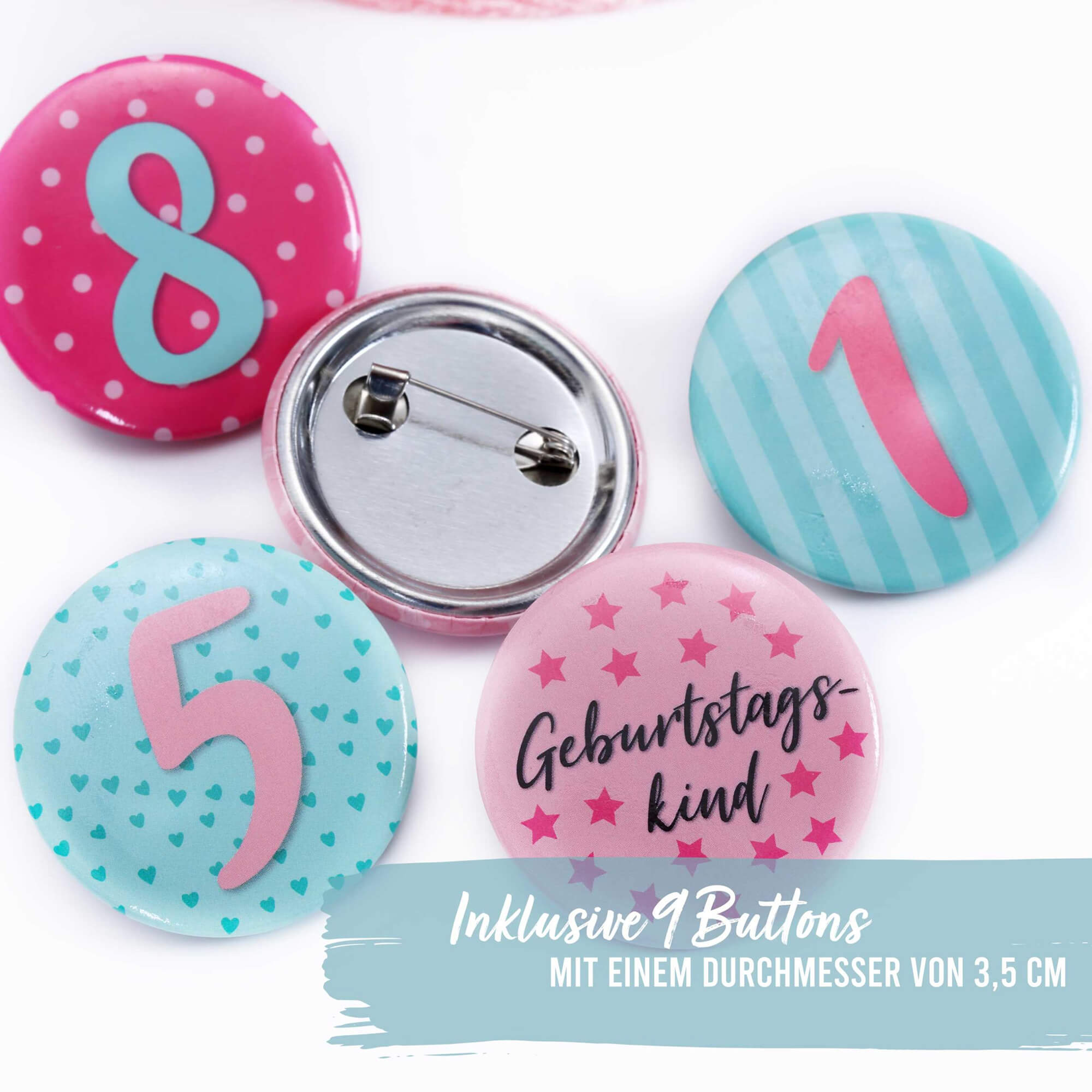 Geburtstagskrone mit Buttons - Rosa Papierdrachen - malmichbunt.de