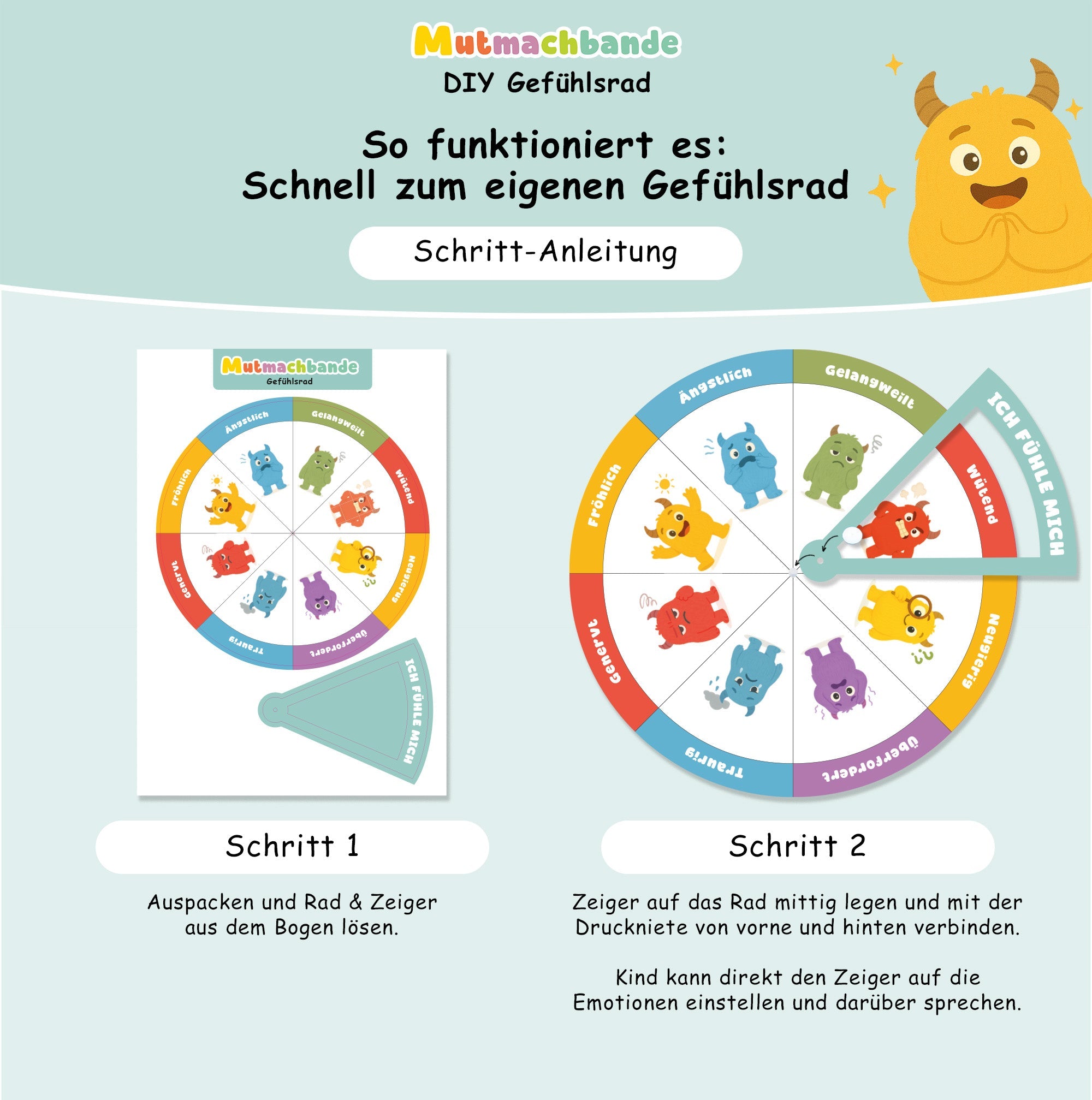 Gefühlsrad für Kinder - Mutmachbande Jeka - malmichbunt.de