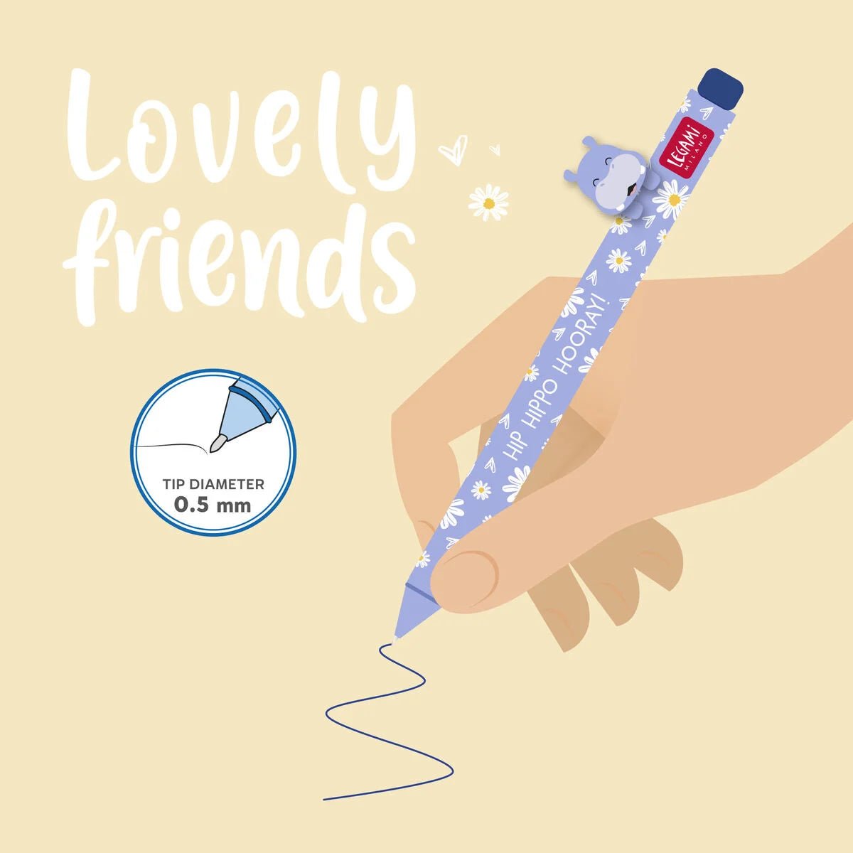Gelstift Lovely Friends - Hippo Legami - malmichbunt.de