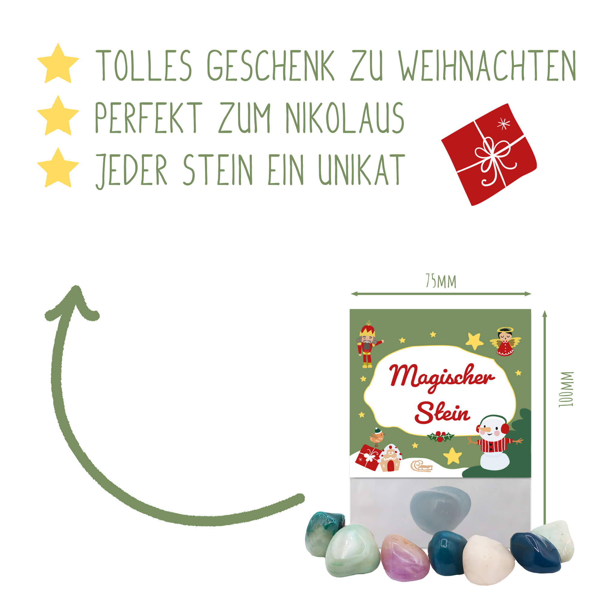 Glücksstein Weihnachten (Grün) Jeka - malmichbunt.de
