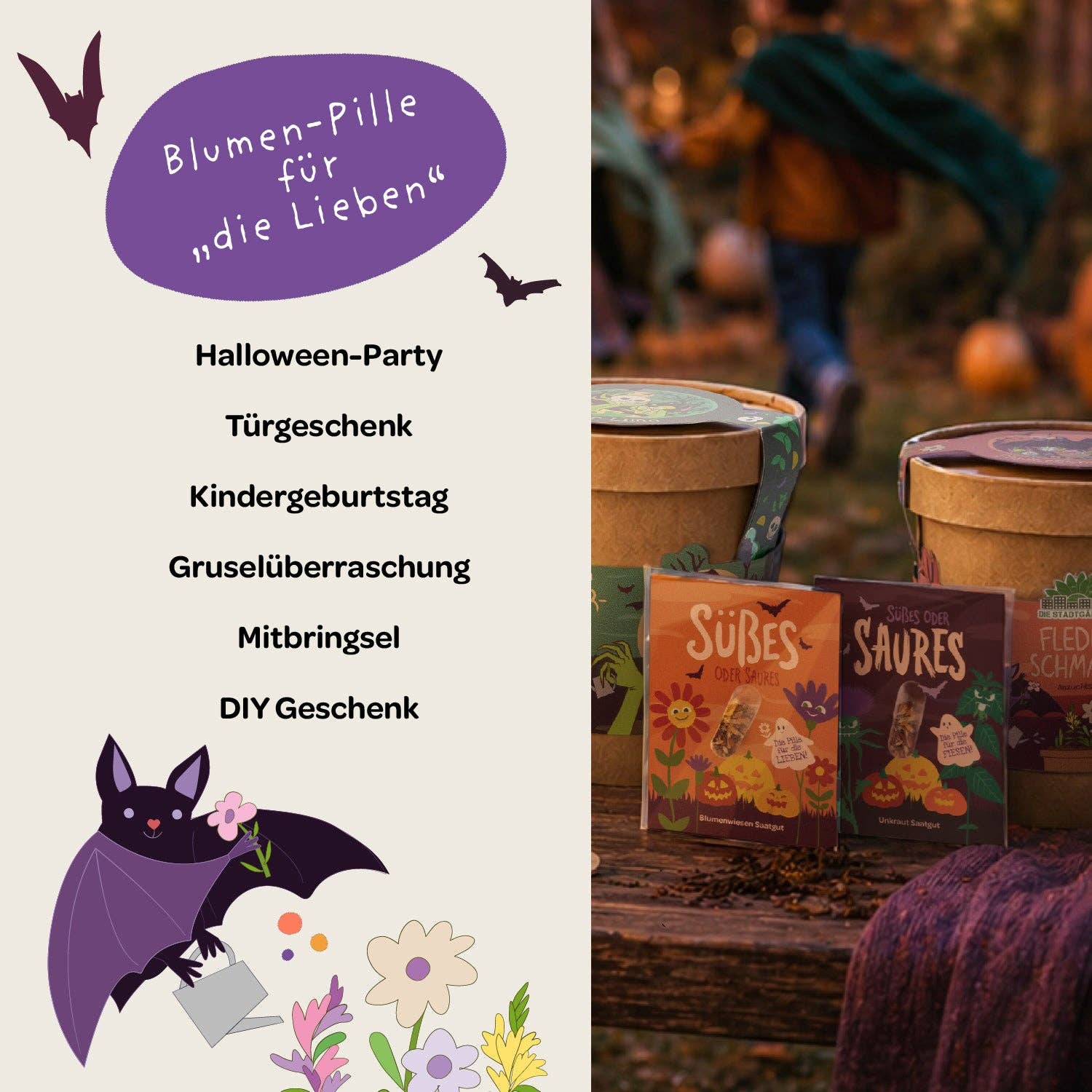 Halloween Saatpille "Süßes oder Saures" - Süßes TDJ Stadtgärtner GmbH - malmichbunt.de