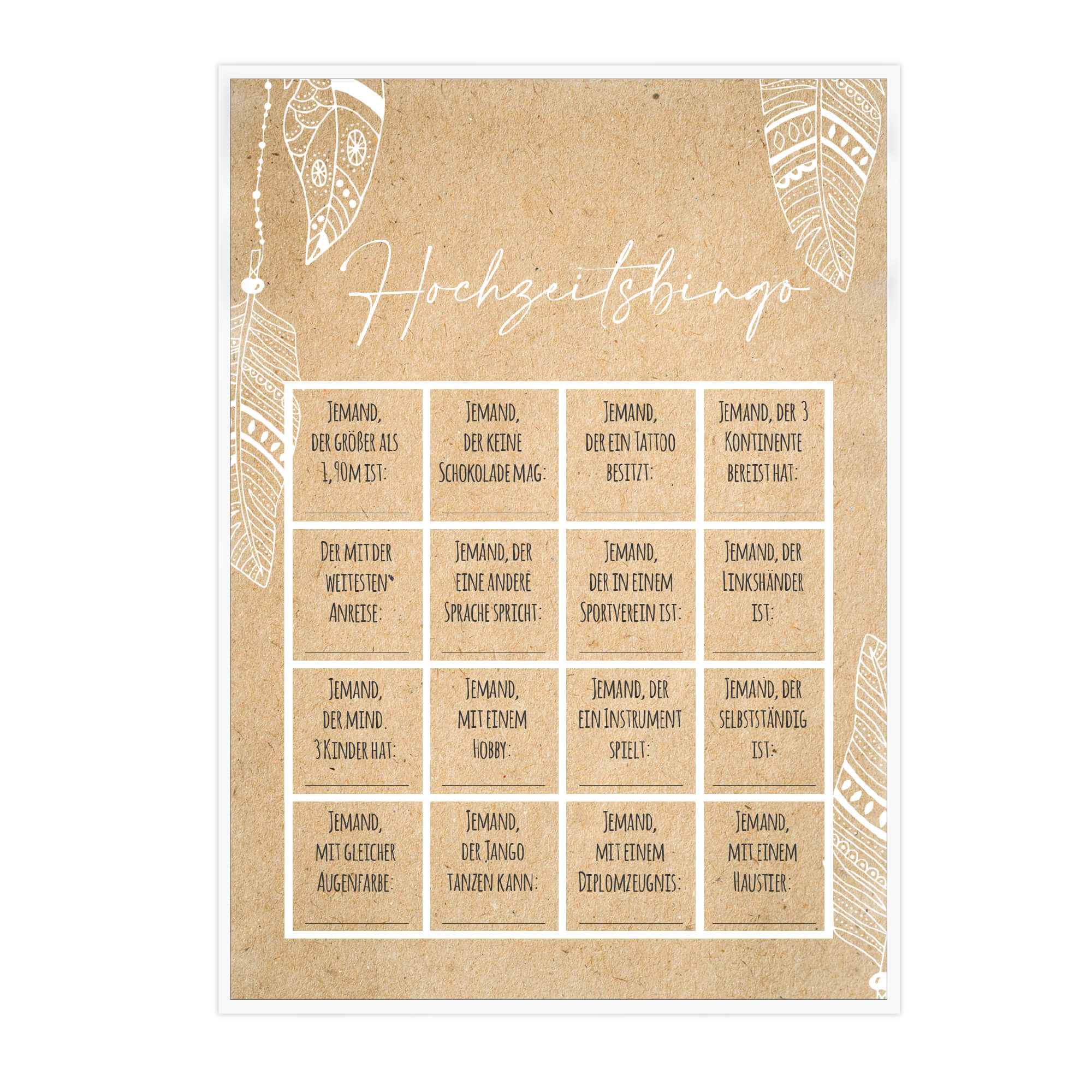 Hochzeitsbingo - Design Boho Jeka - malmichbunt.de