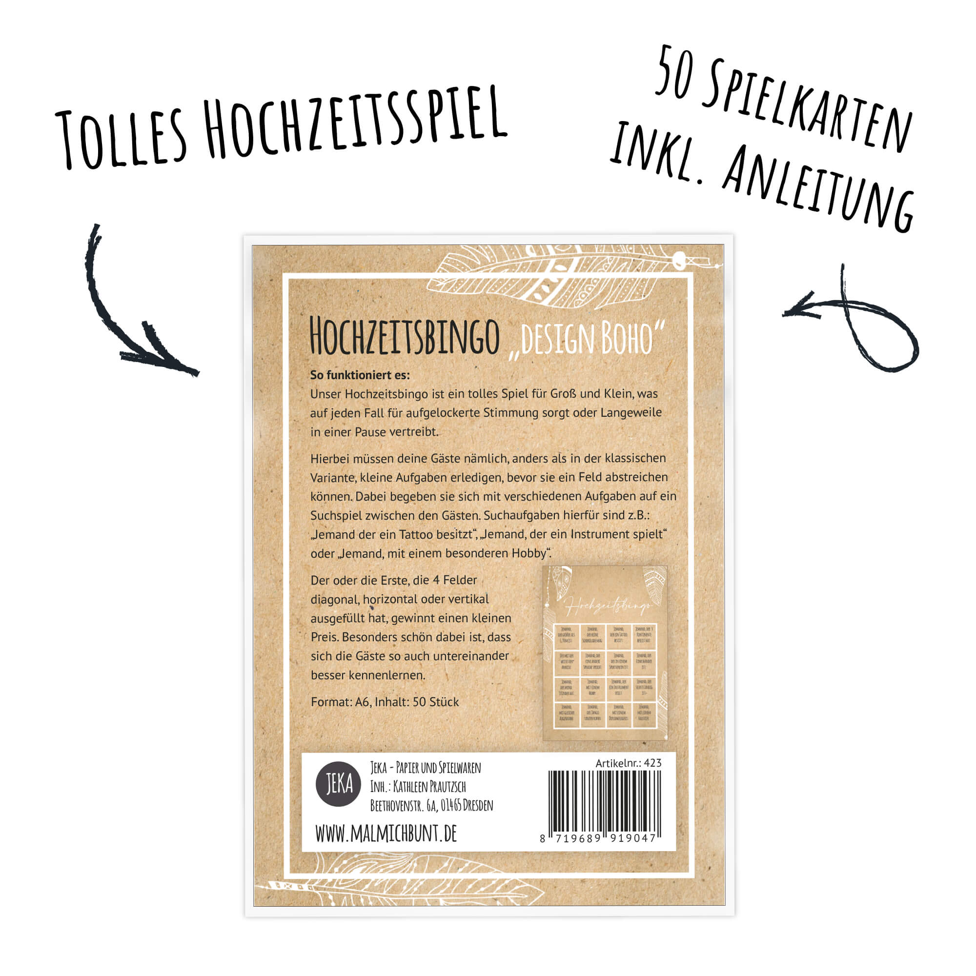 Hochzeitsbingo - Design Boho Jeka - malmichbunt.de