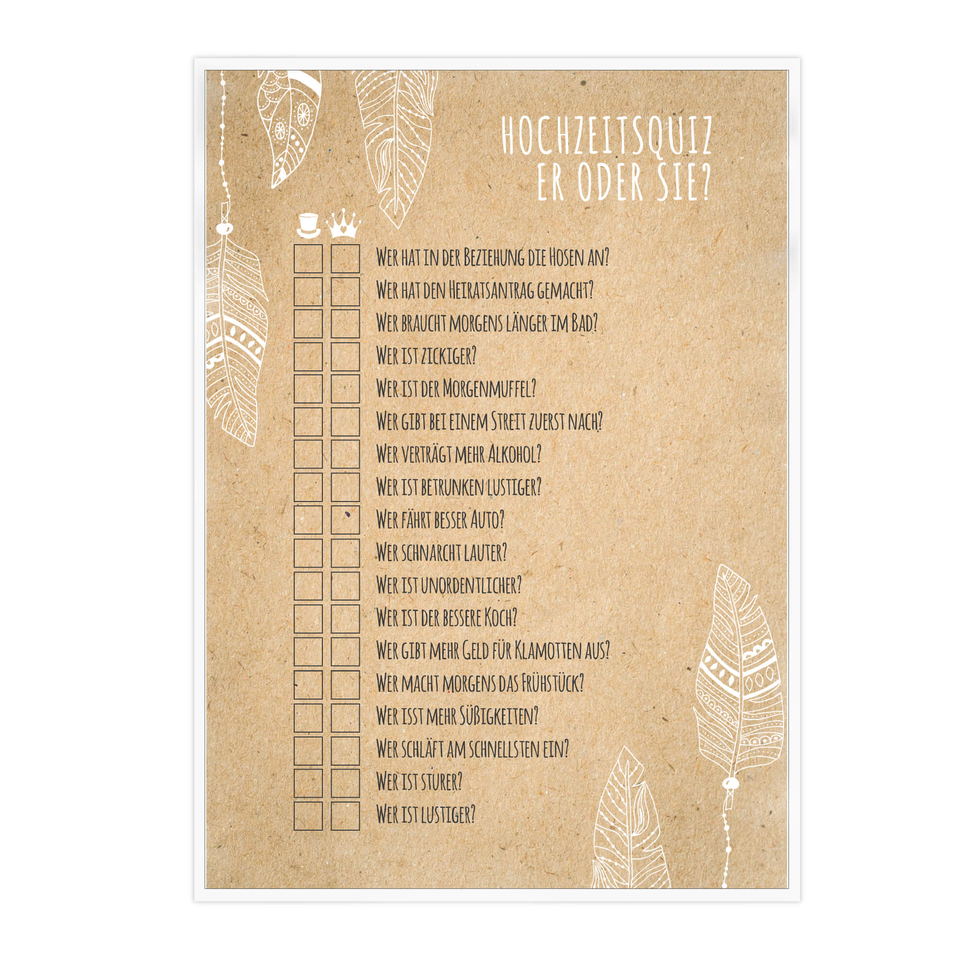 Hochzeitsquiz - Design Boho Jeka - malmichbunt.de