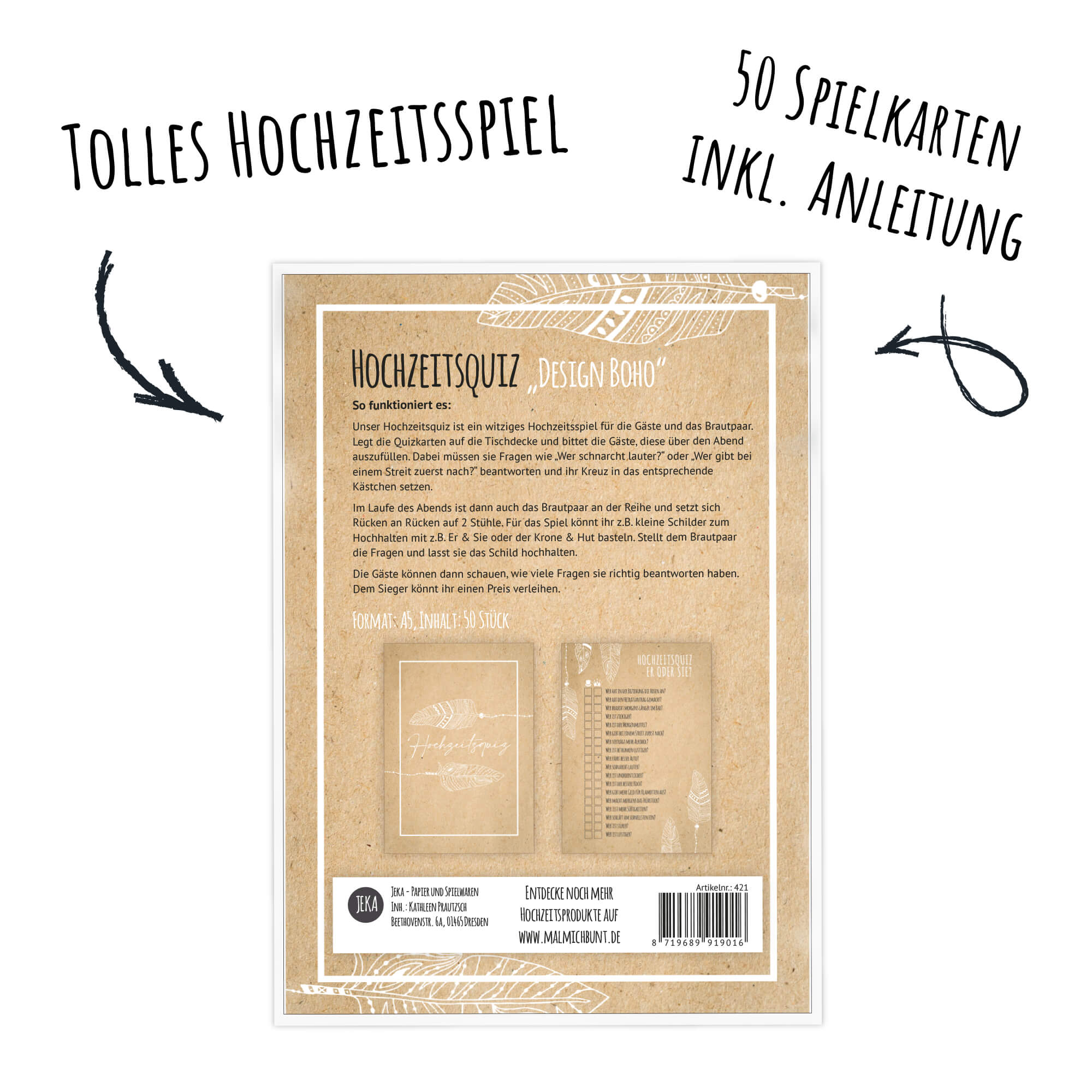 Hochzeitsquiz - Design Boho Jeka - malmichbunt.de