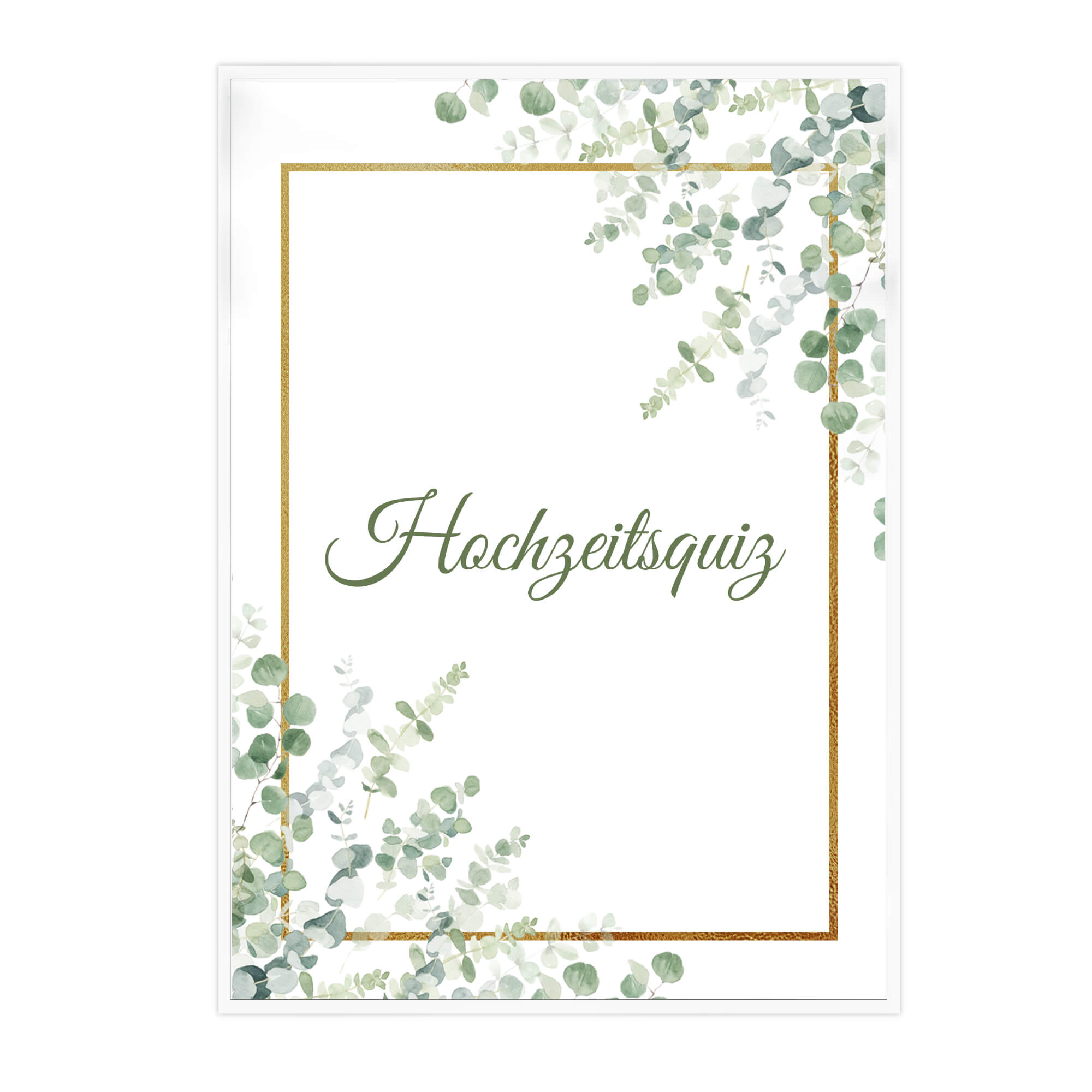 Hochzeitsquiz - Design Grün - Gold Jeka - malmichbunt.de