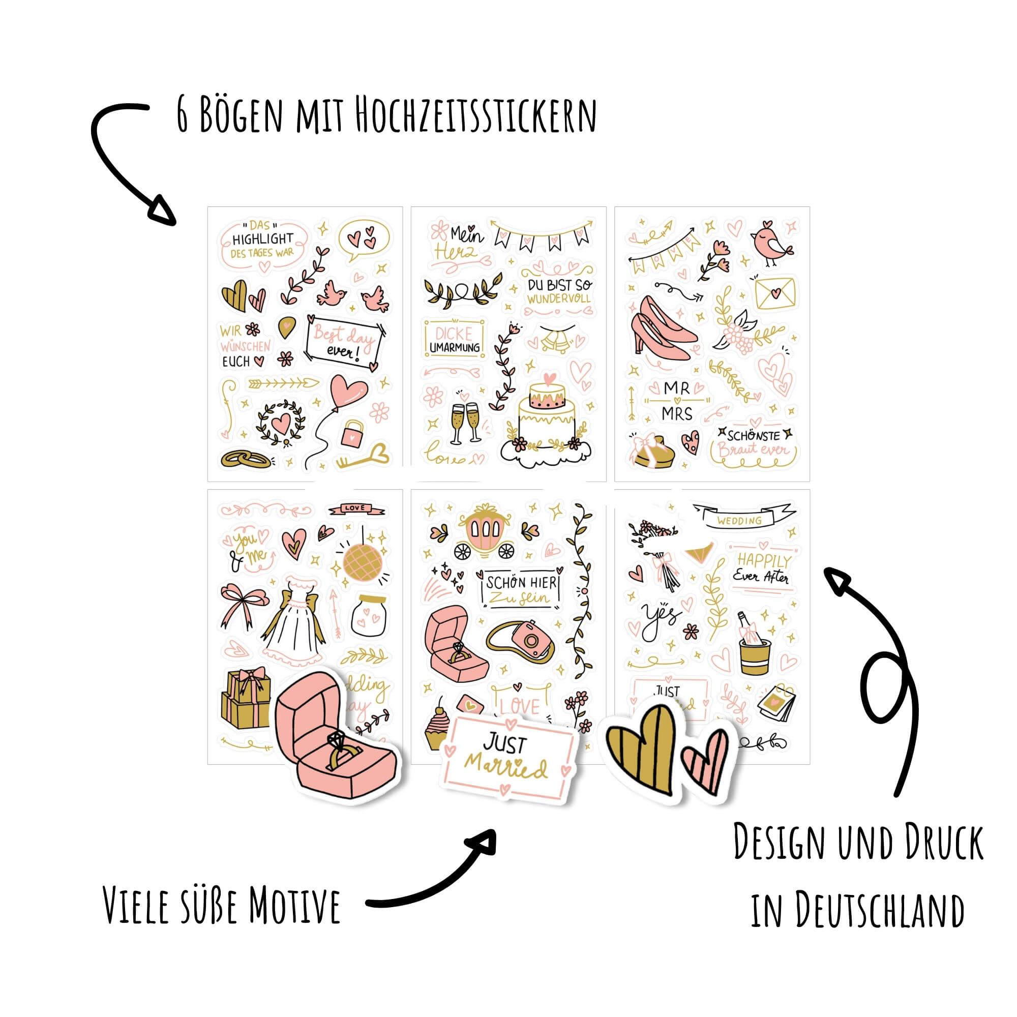 Hochzeitssticker Pink/Gold Jeka - malmichbunt.de