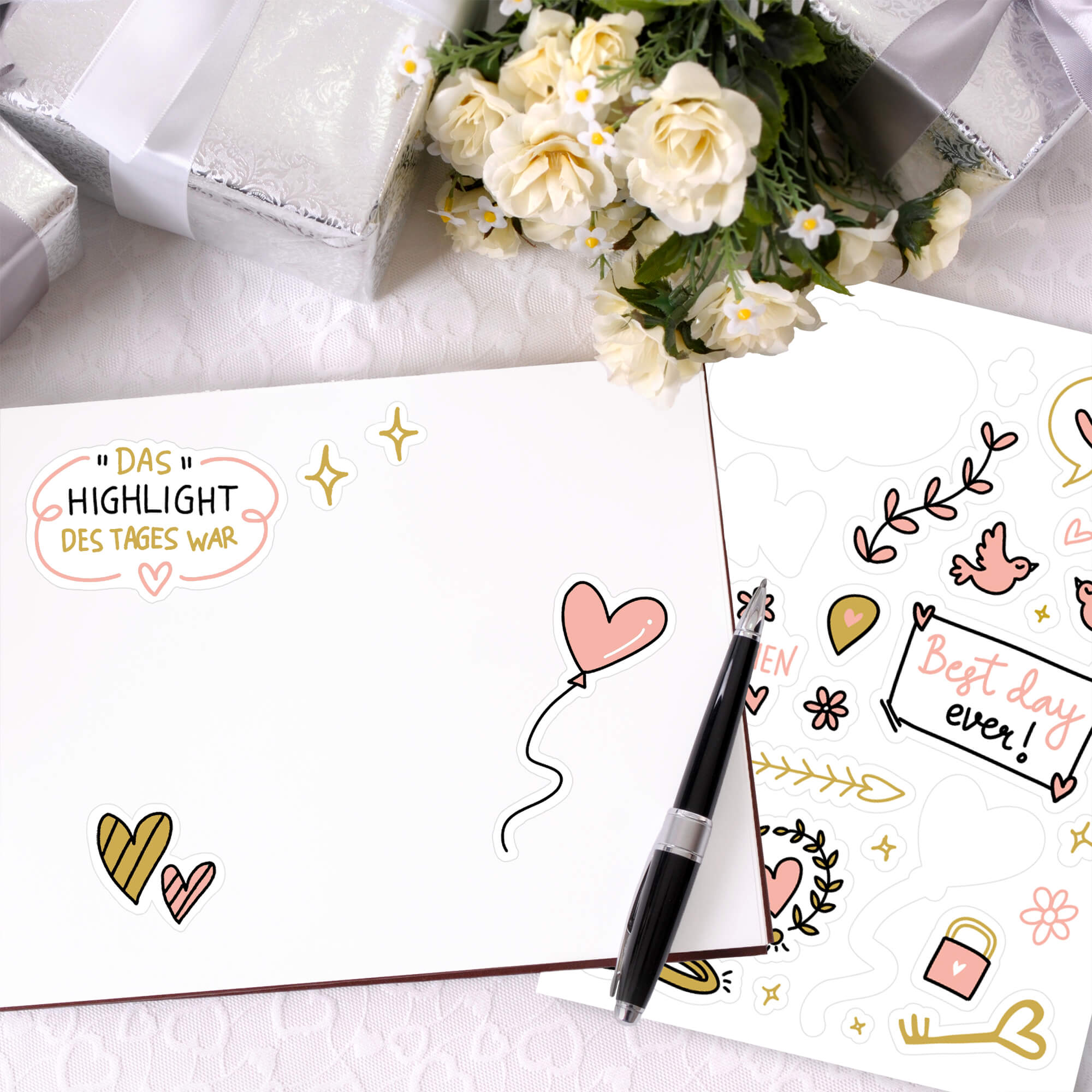 Hochzeitssticker Pink/Gold Jeka - malmichbunt.de