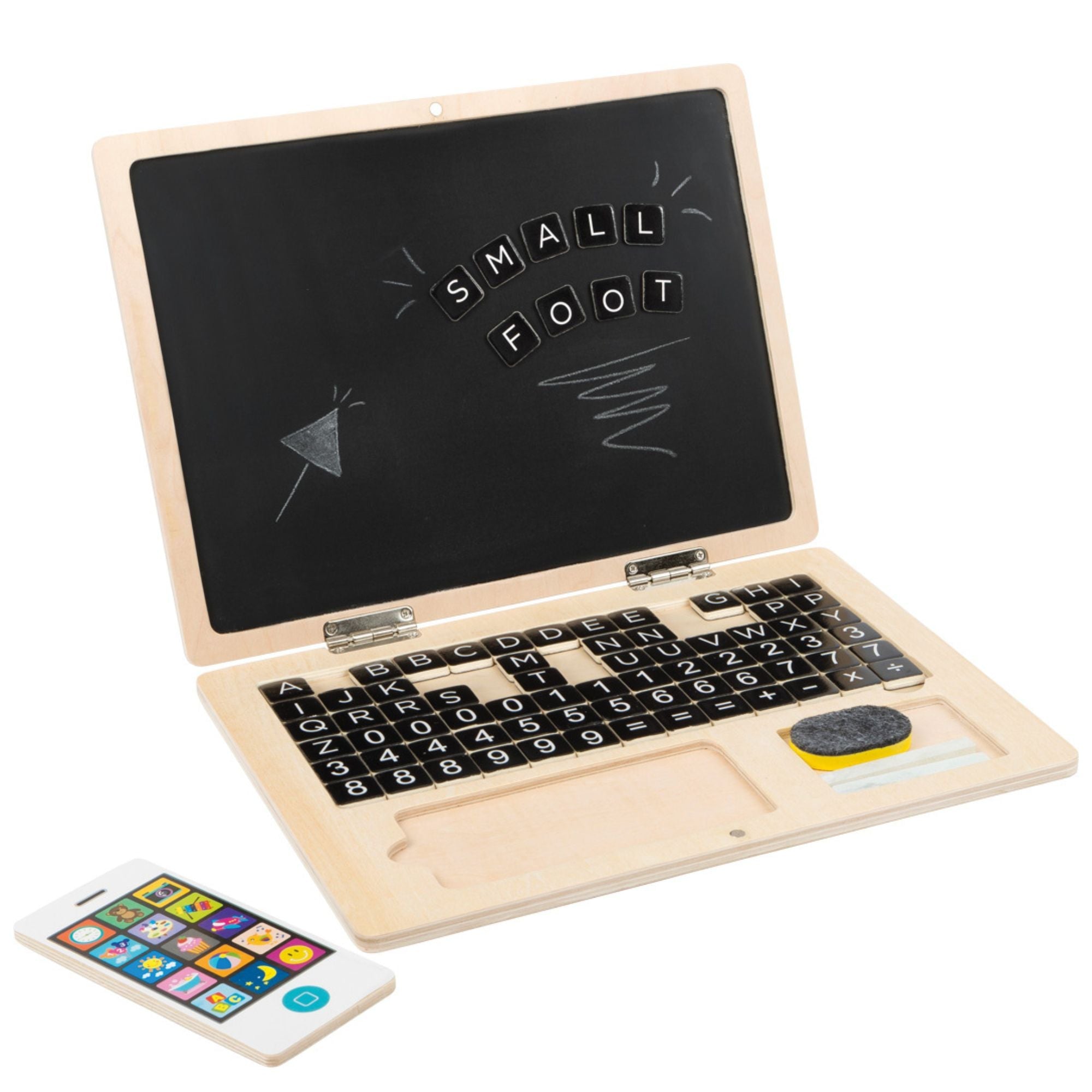 Holz - Laptop mit Magnet - Tafel Small foot - malmichbunt.de