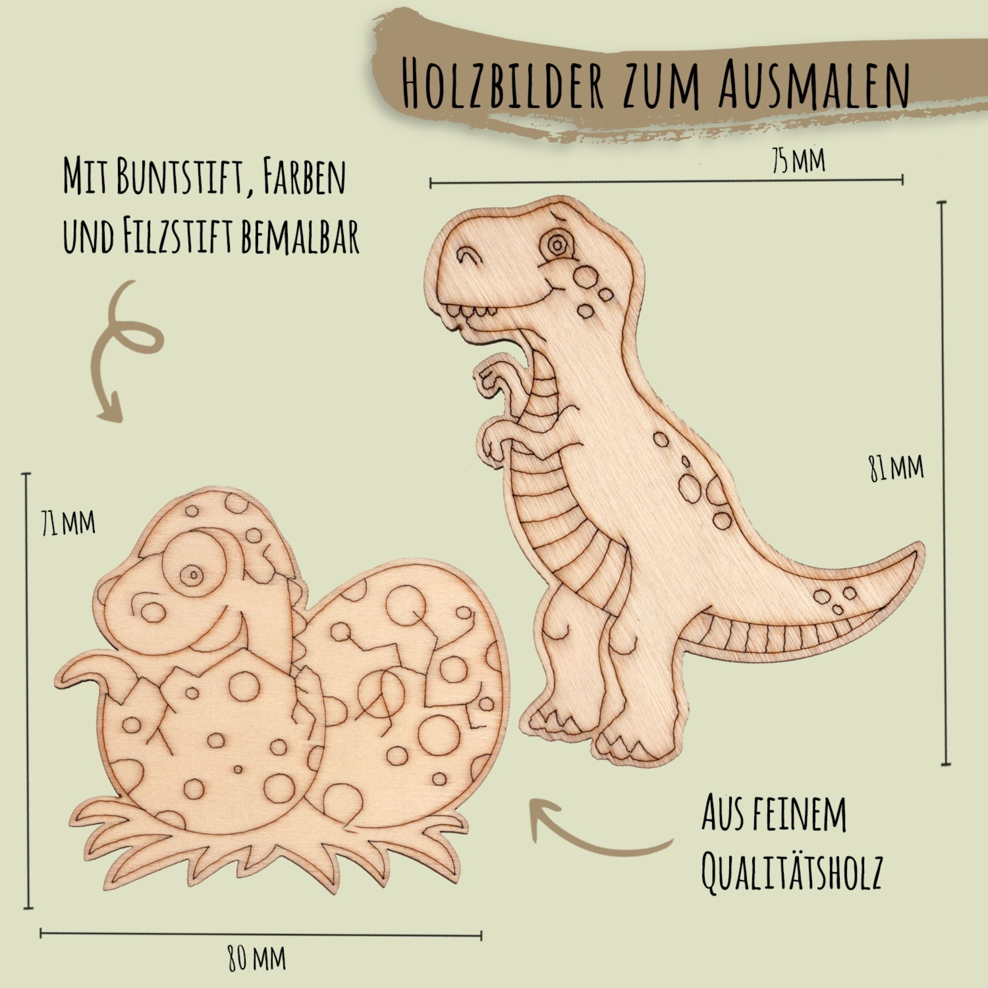 Holzteile zum Bemalen Dino - Mix Jeka - malmichbunt.de
