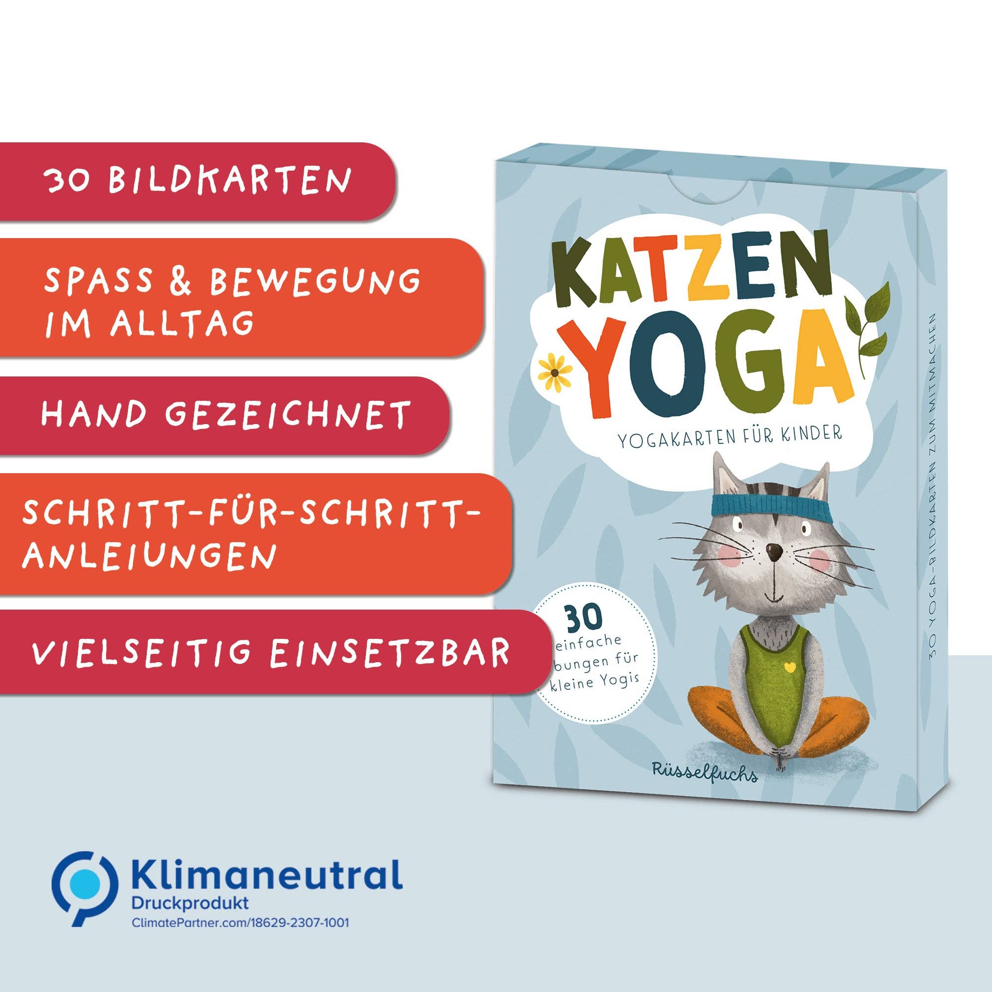 Katzenyoga – Yoga - Karten für Kinder Rüsselfuchs - malmichbunt.de