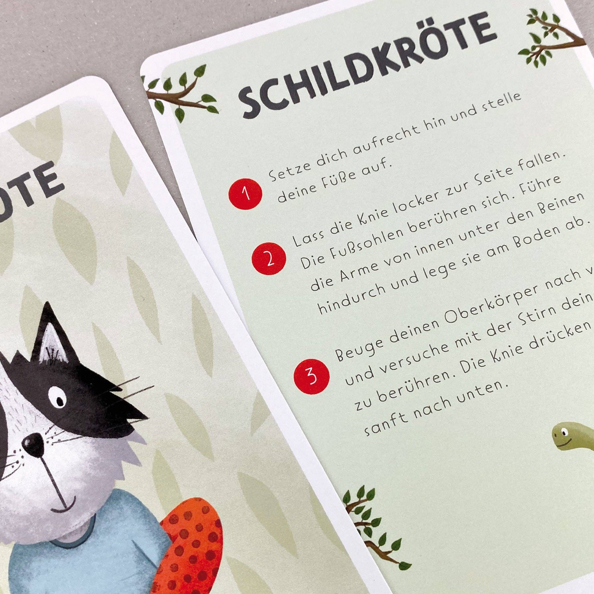 Katzenyoga – Yoga - Karten für Kinder Rüsselfuchs - malmichbunt.de