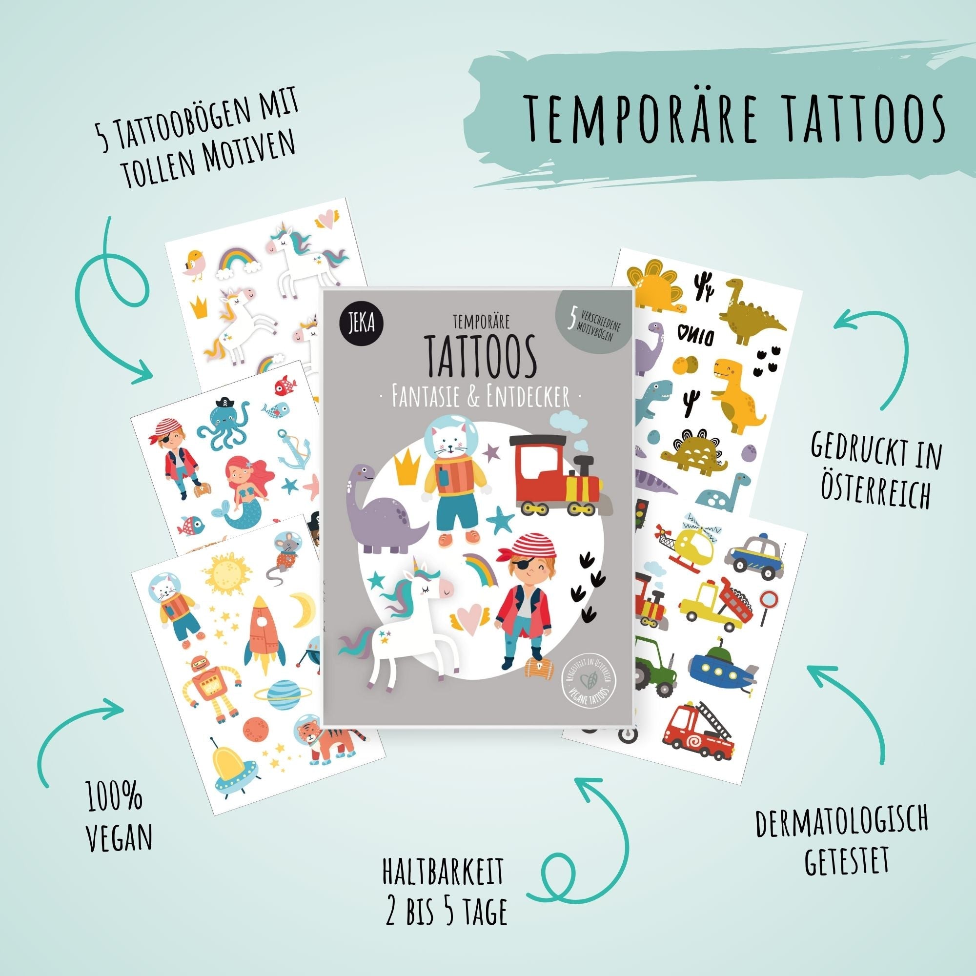 Kindertattoo - Set Fantasie & Entdecker Jeka - malmichbunt.de