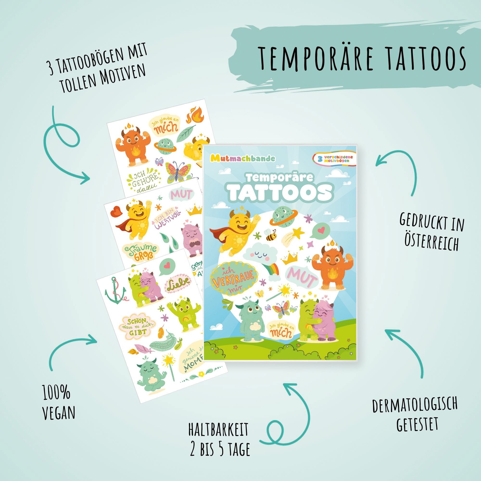 Kindertattoo Set Mutmachbande Jeka - malmichbunt.de