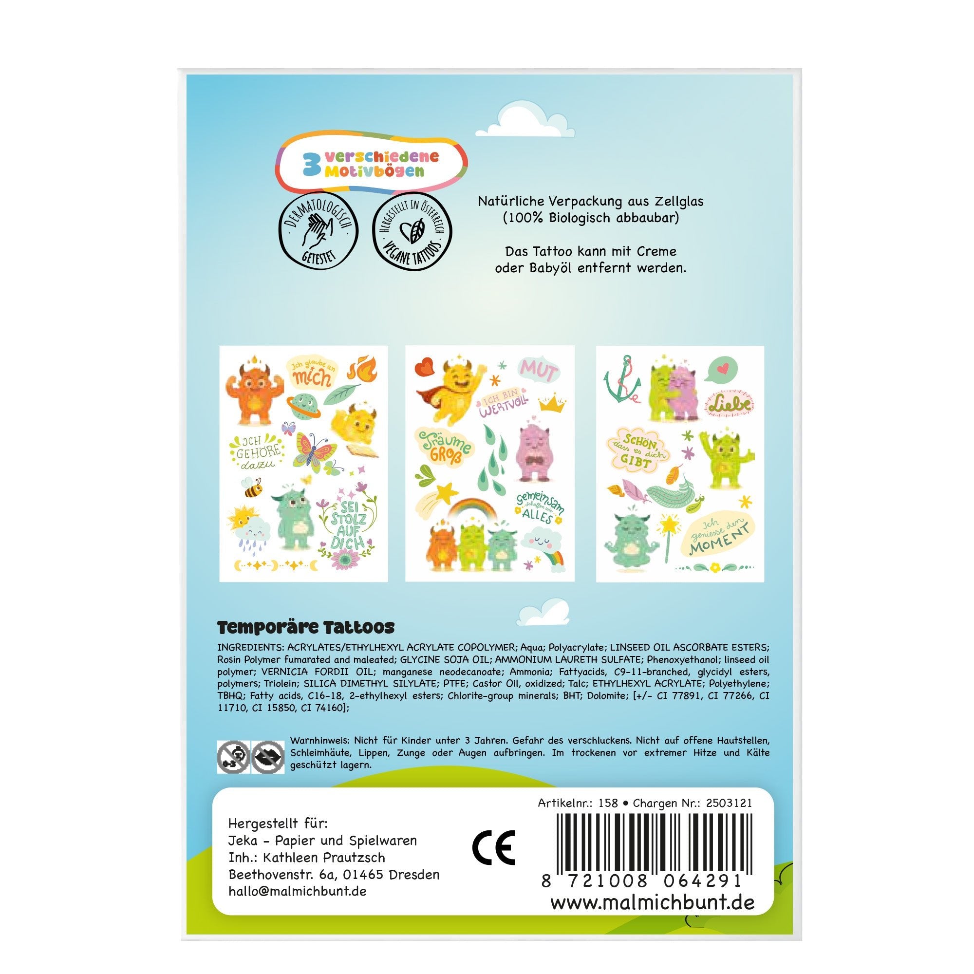 Kindertattoo Set Mutmachbande Jeka - malmichbunt.de