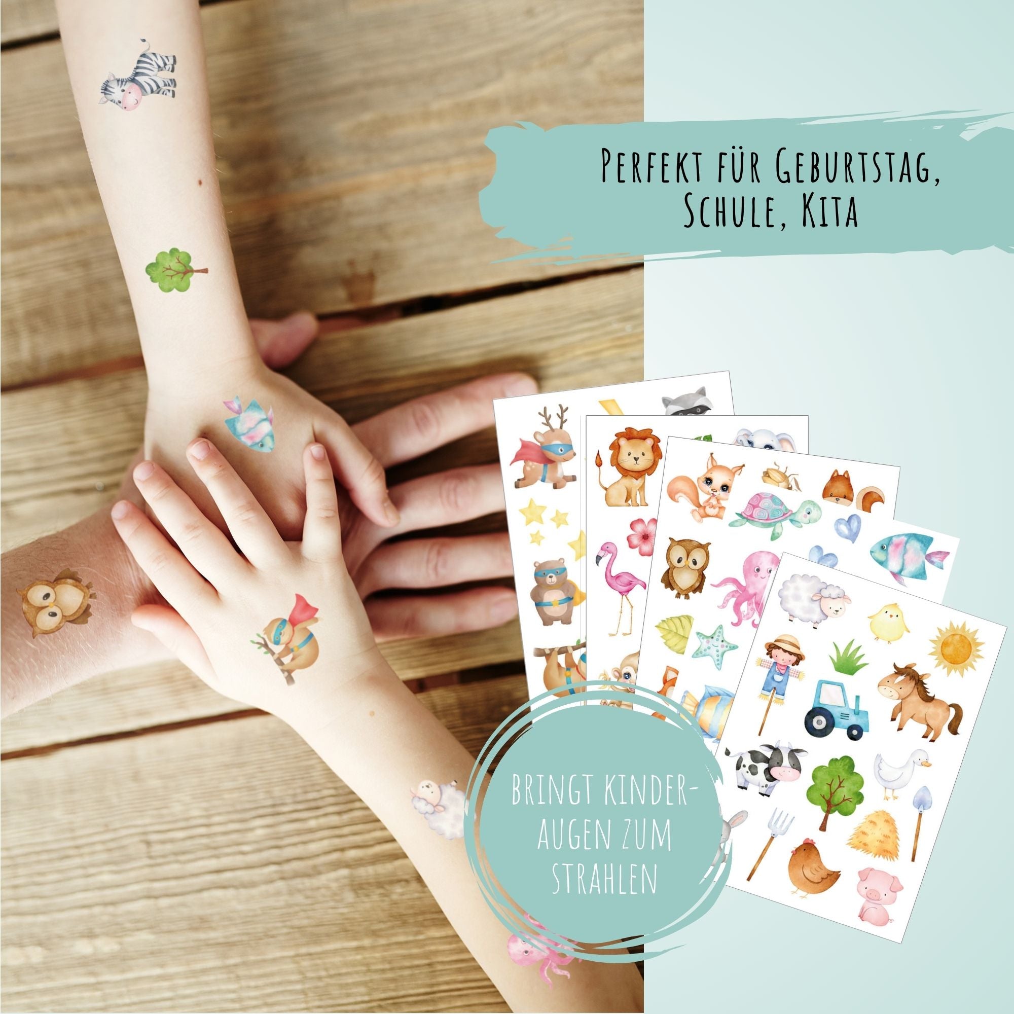 Kindertattoo - Set Tiere Jeka - malmichbunt.de