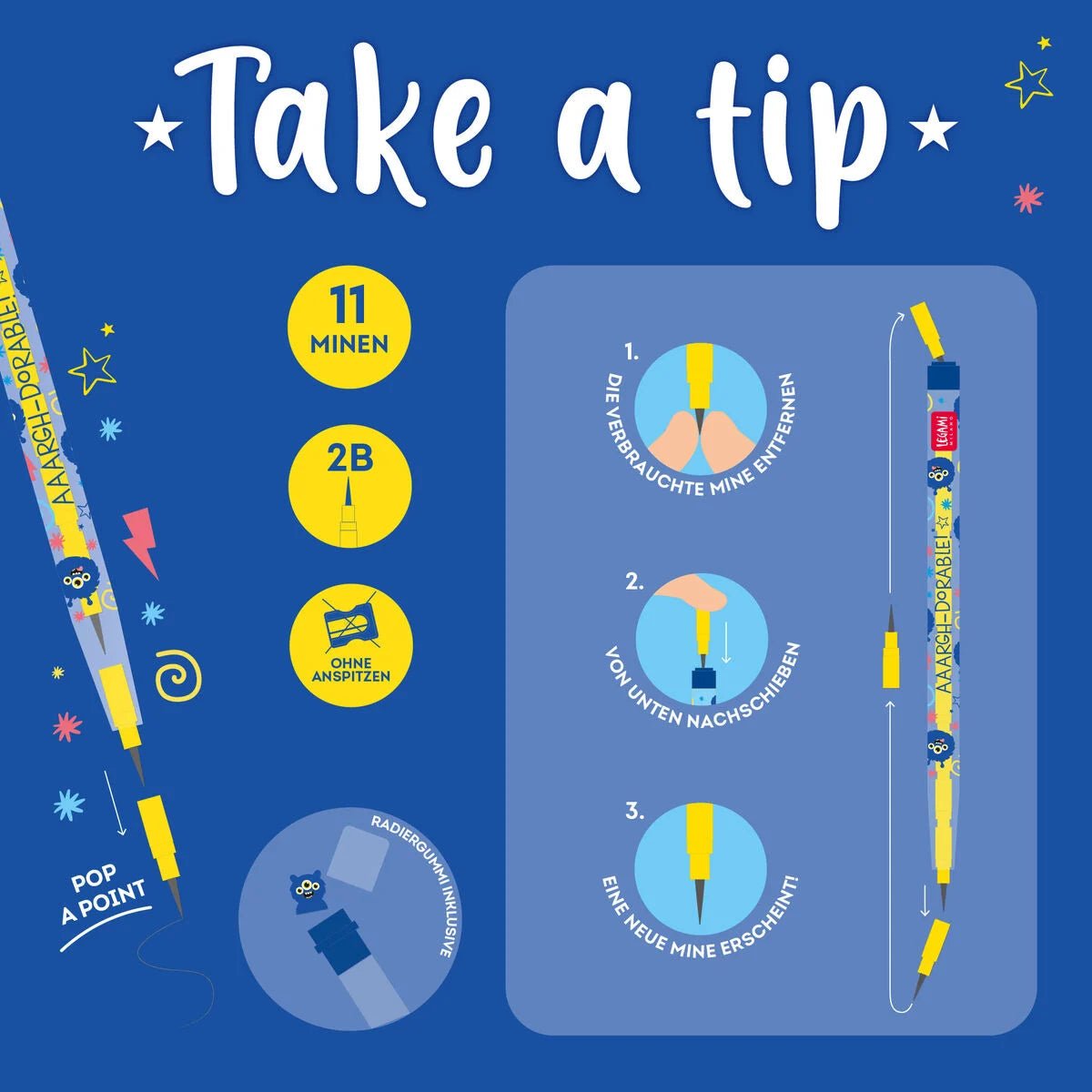 Legami Bleistift Take a Tip - Motiv "Monster" Legami - malmichbunt.de