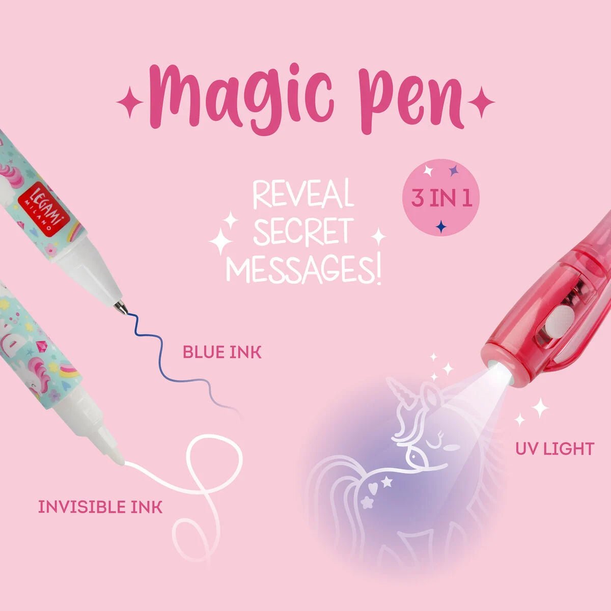 Legami Magic Pen - Stift mit Unsichtbarer Tinte Einhorn Legami - malmichbunt.de