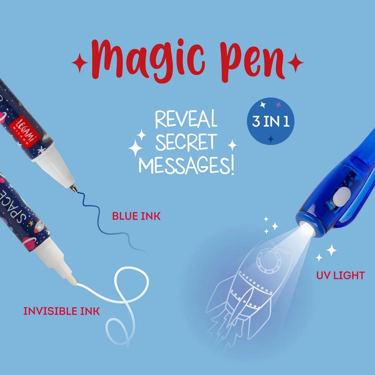 Legami Magic Pen - Stift mit Unsichtbarer Tinte Weltraum Legami - malmichbunt.de