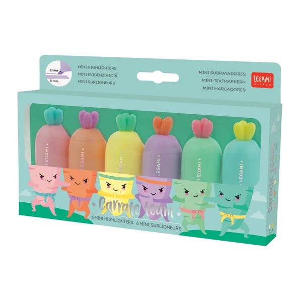 Legami Set mit 6 Mini - Textmarkern - Carrate Team - Karotte Legami - malmichbunt.de