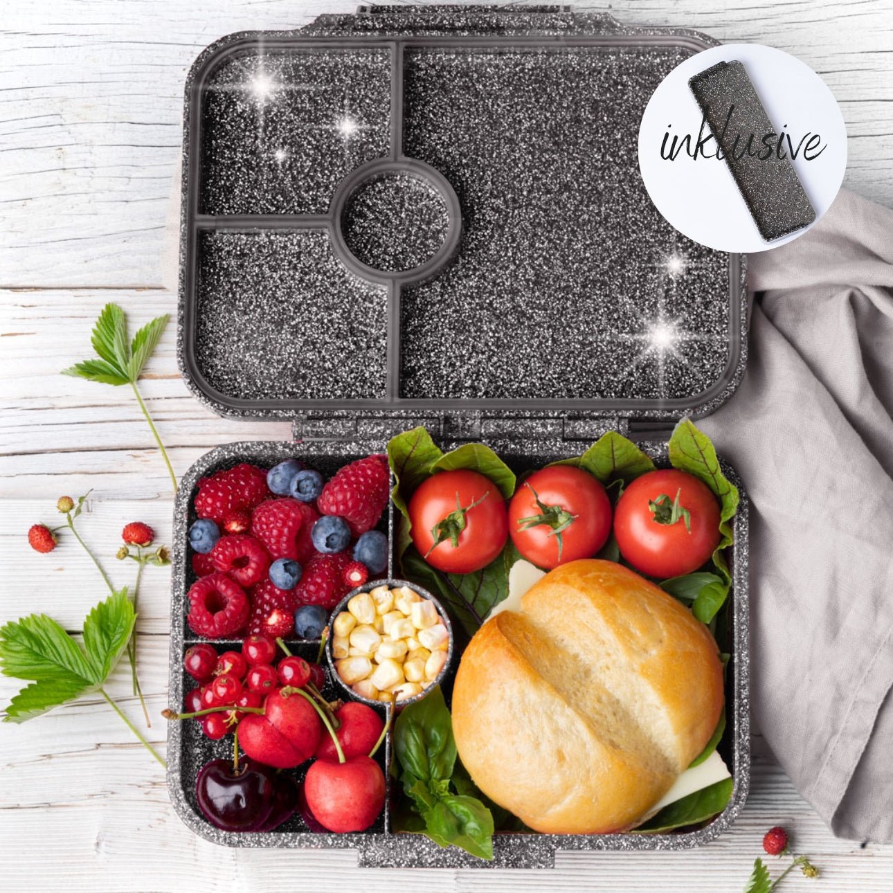Lekkabox® Brotdose Glamour Glitzer Grau Lekkabox - malmichbunt.de