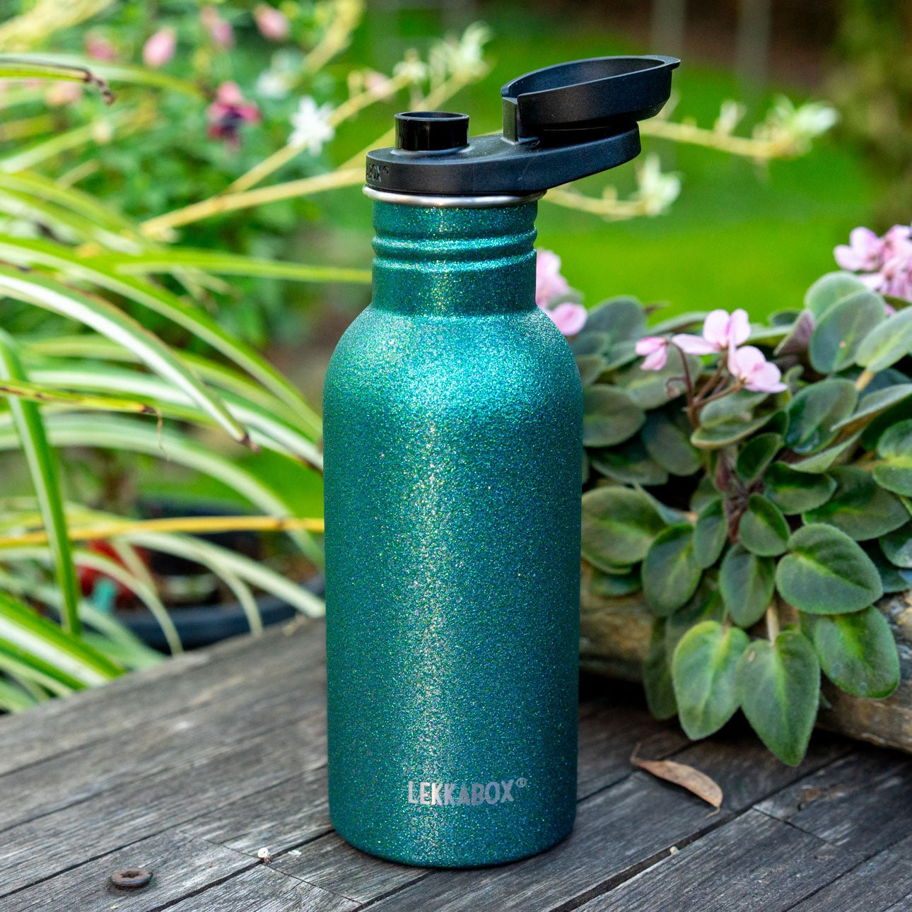 LEKKABOX® Go Glitzer - Trinkflasche – Aqua 500ml Lekkabox - malmichbunt.de