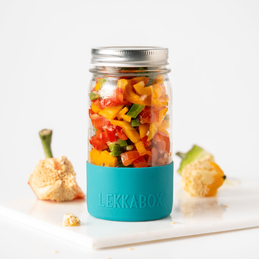 LEKKABOX® Meal Prep Glas mit Bumper, 500ml - Ocean Lekkabox - malmichbunt.de