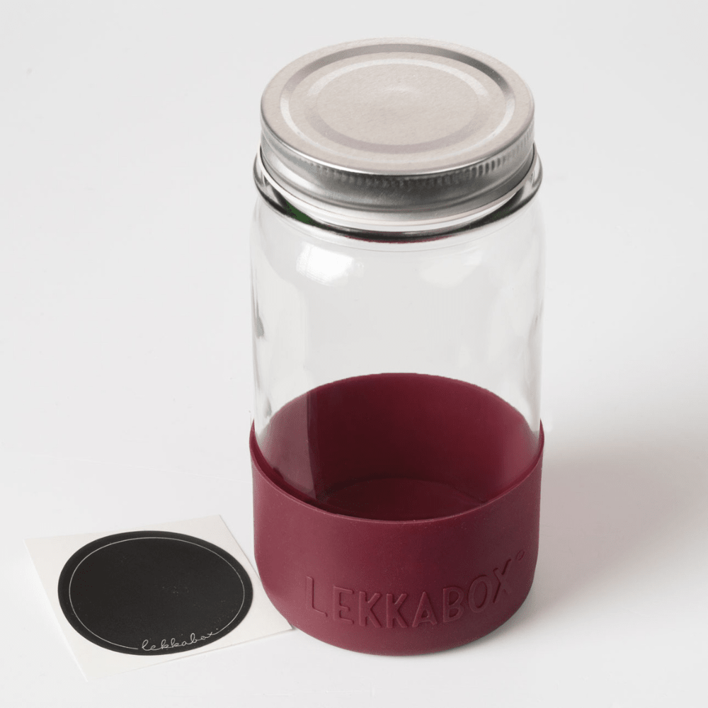 LEKKABOX® Meal Prep Glas mit Bumper, 500ml - Plum Lekkabox - malmichbunt.de