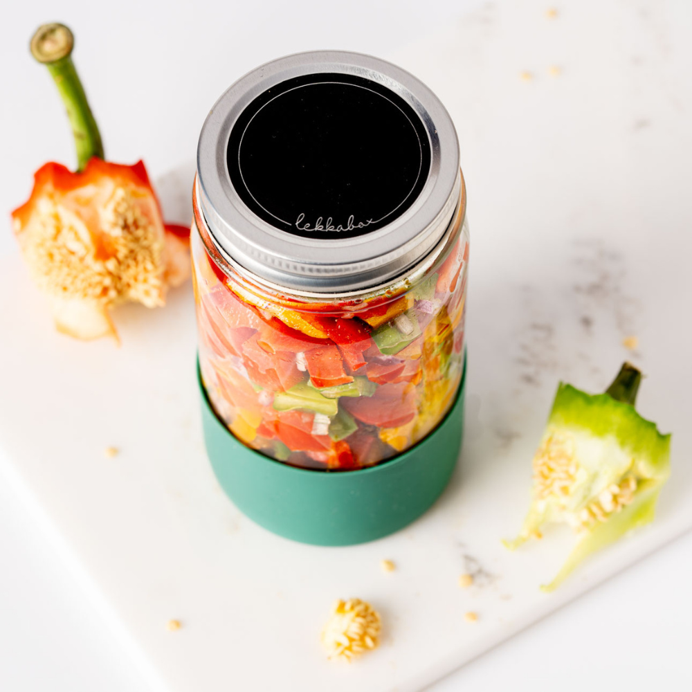 LEKKABOX® Meal Prep Glas mit Bumper, 500ml - Forest