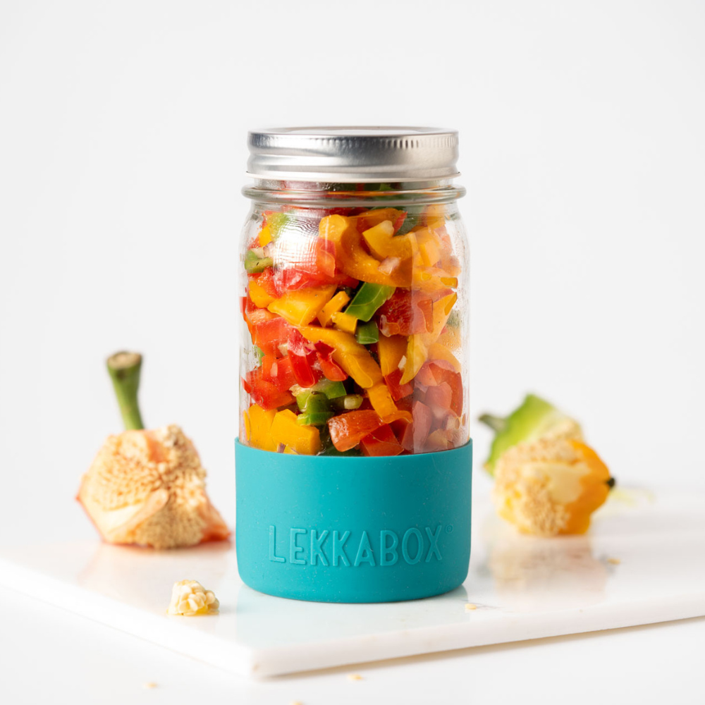 LEKKABOX® Meal Prep Glas mit Bumper, 500ml - Ocean