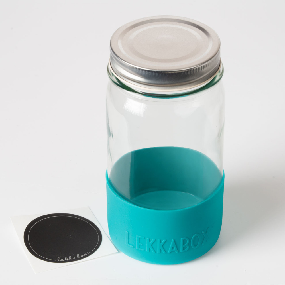 LEKKABOX® Meal Prep Glas mit Bumper, 500ml - Ocean