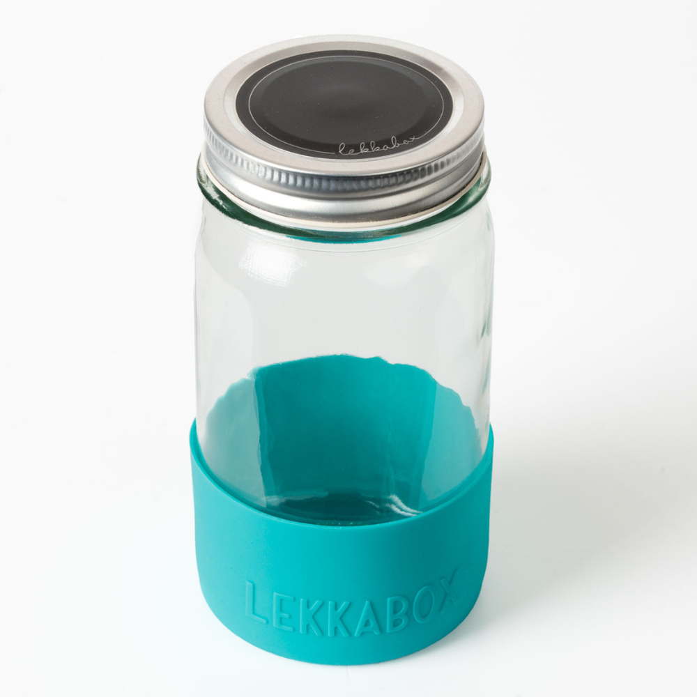 LEKKABOX® Meal Prep Glas mit Bumper, 500ml - Ocean