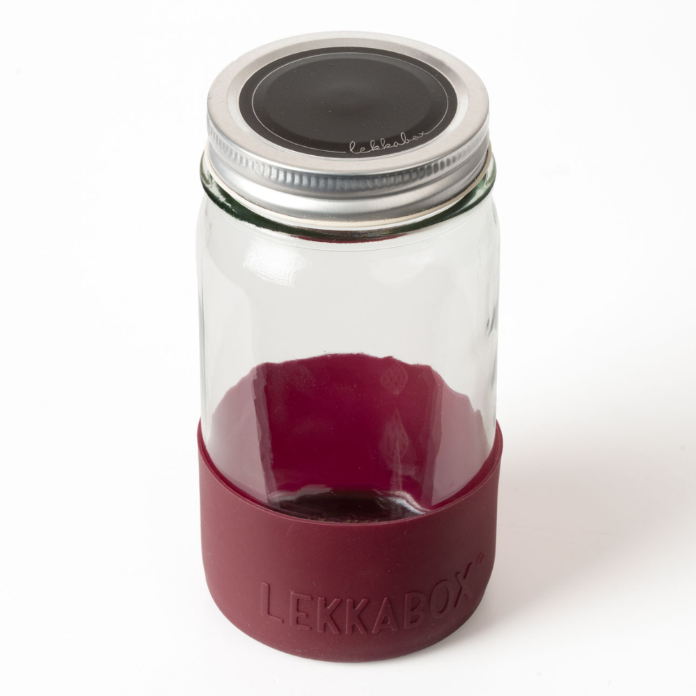 LEKKABOX® Meal Prep Glas mit Bumper, 500ml - Plum