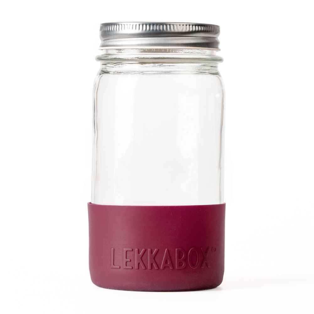 LEKKABOX® Meal Prep Glas mit Bumper, 500ml - Plum