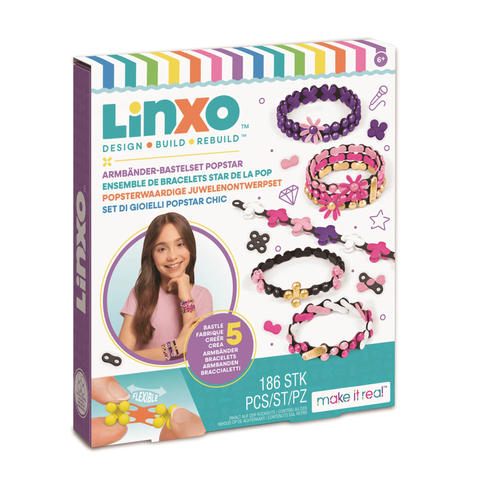 Linxo Armbänder - Bastelset (lila - pink - schwarz) Make it Real - malmichbunt.de