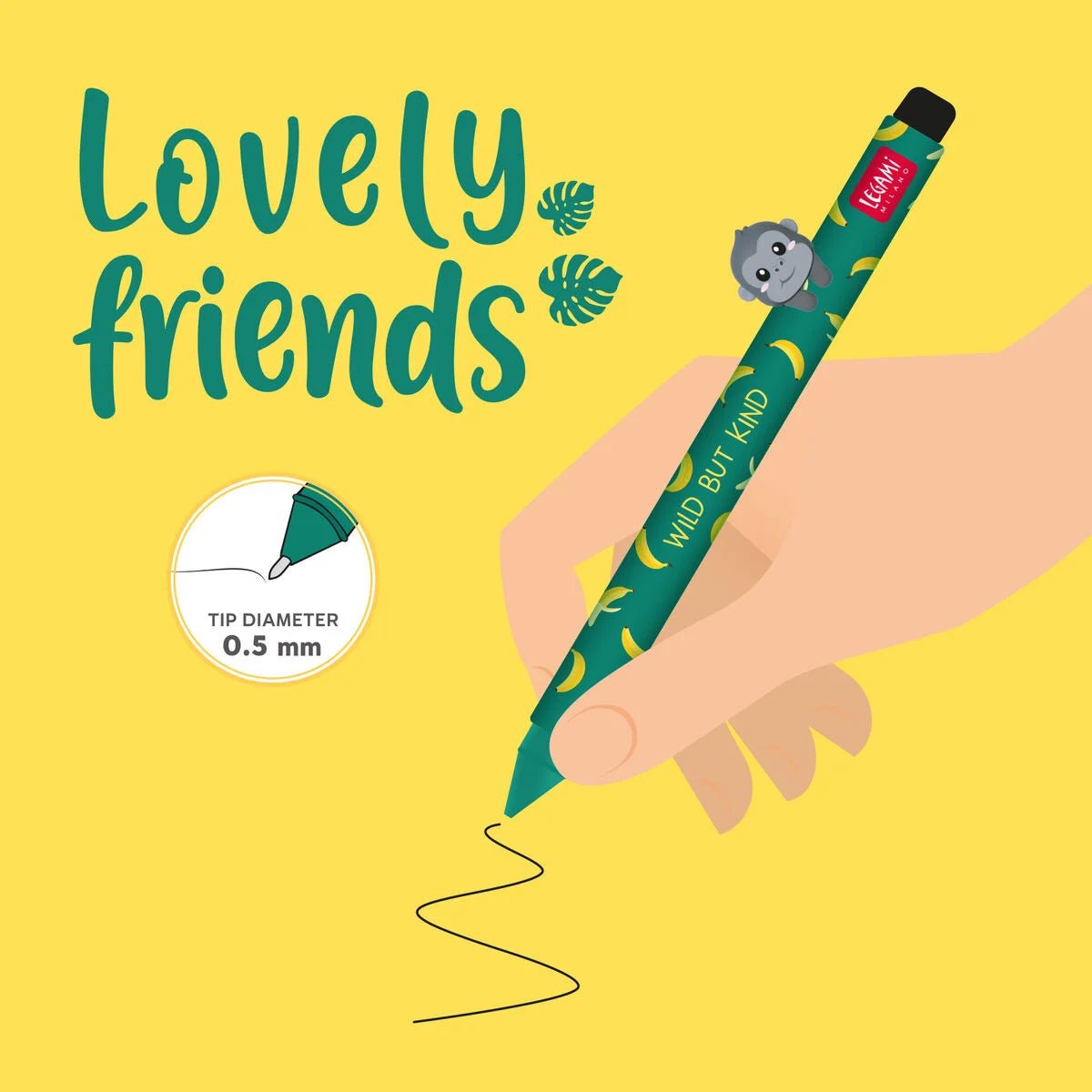 Lovely Friends Stift mit Deko-Tierchen Gorilla „Wild but Kind“ Legami - malmichbunt.de