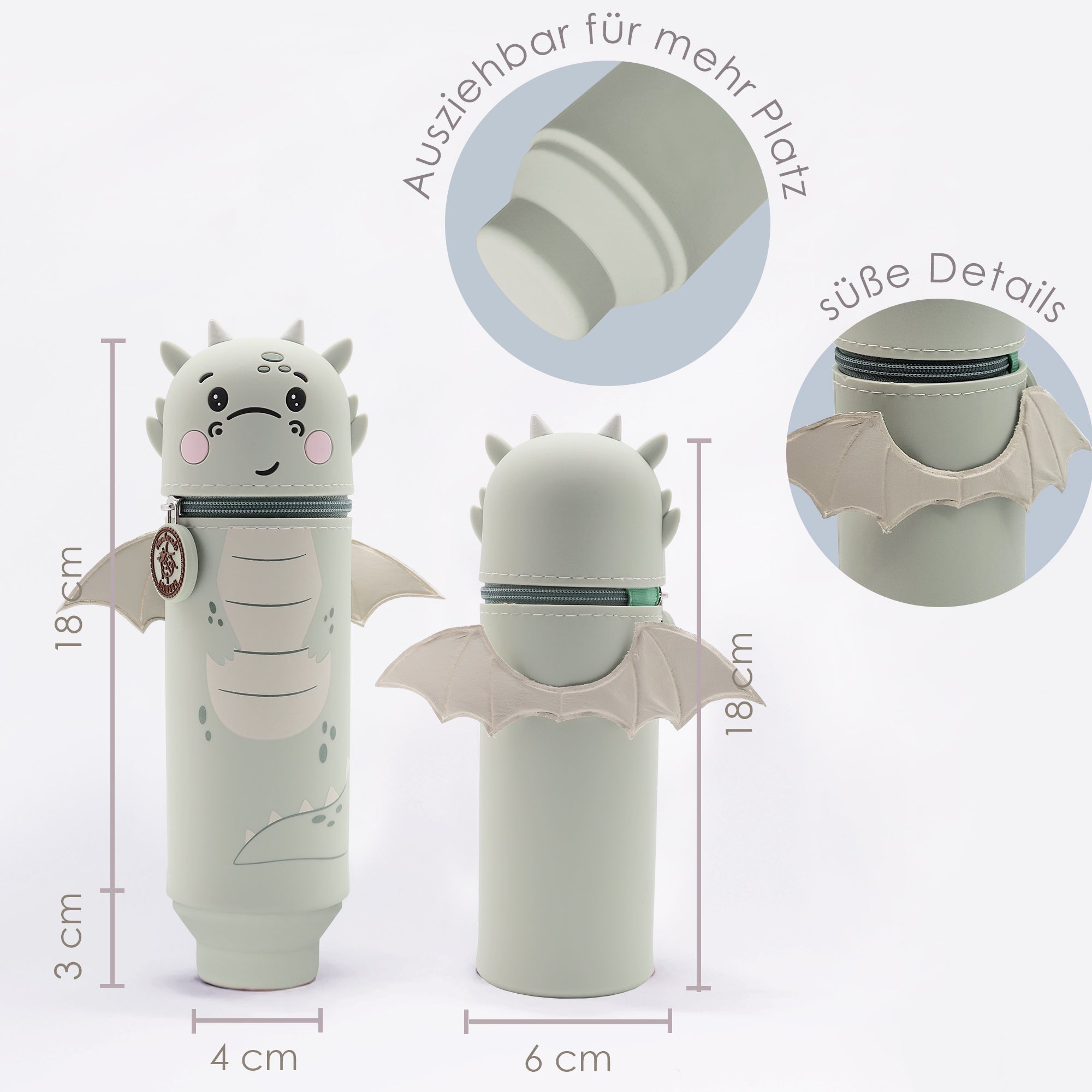 Lulubug lustiges Federmäppchen aus Silikon - Drache "Liu" Bell Trade - malmichbunt.de