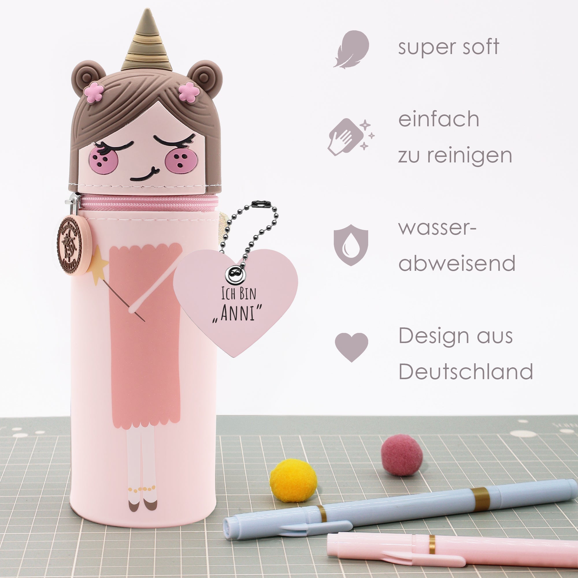 Lulubug lustiges Federmäppchen aus Silikon - Fee Anni Bell Trade - malmichbunt.de