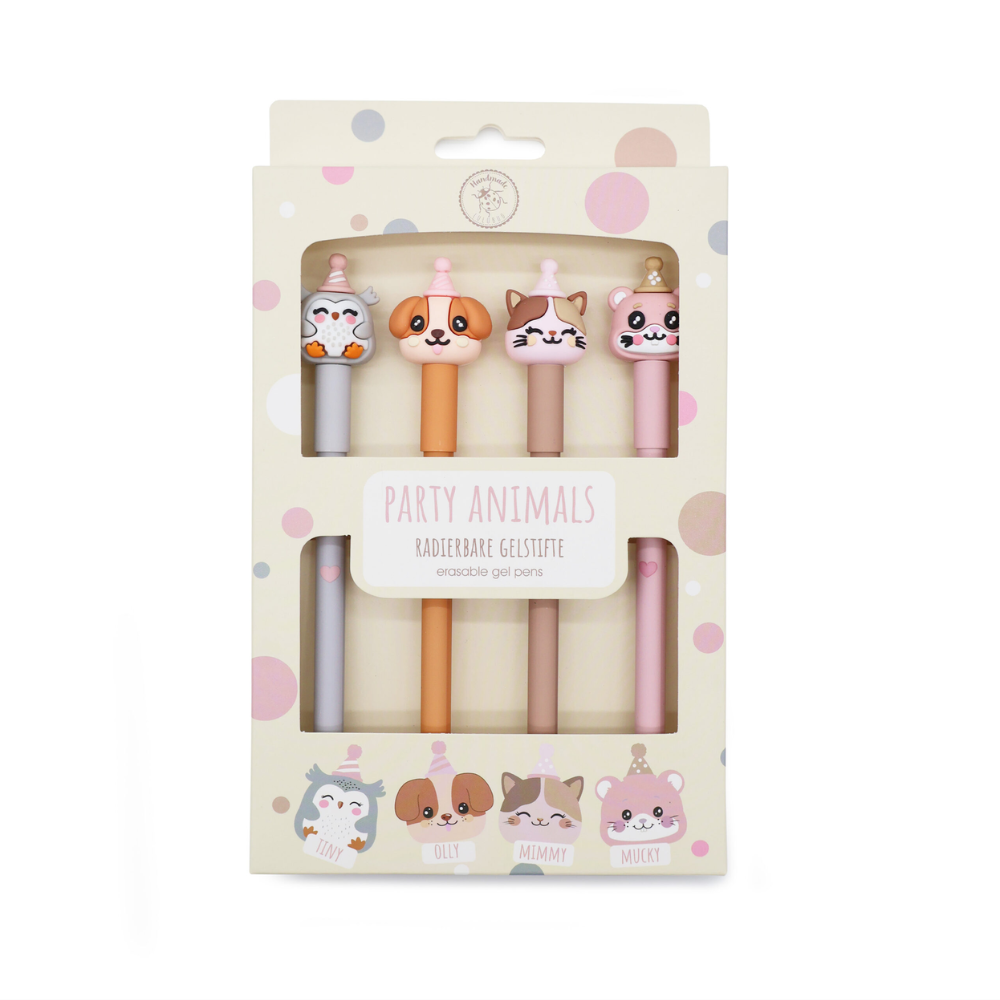 Lulubug radierbare Gelstifte - "Party Animals" 4er Set