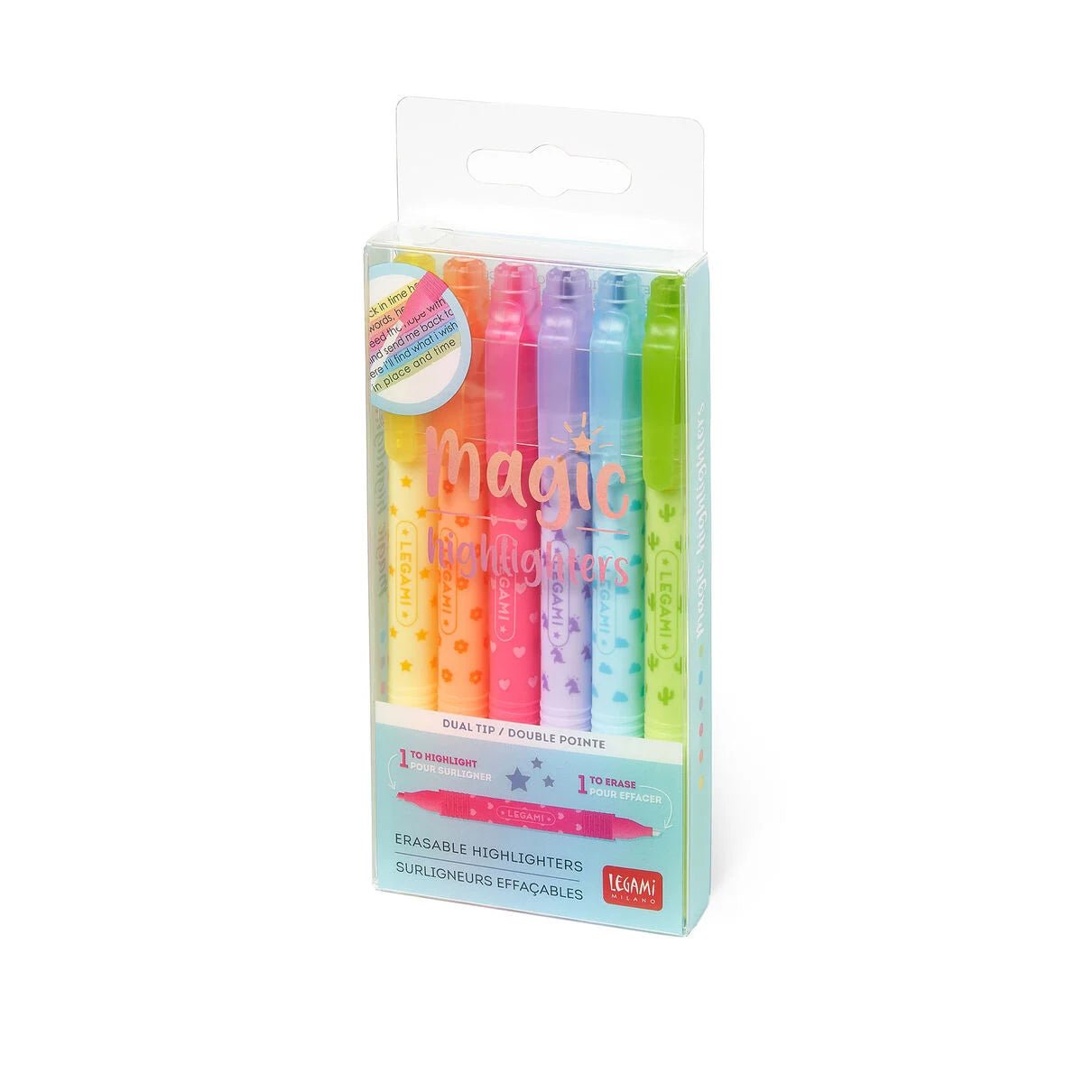 Magic Highlighters - Set mit 6 löschbaren Textmarkern Legami - malmichbunt.de