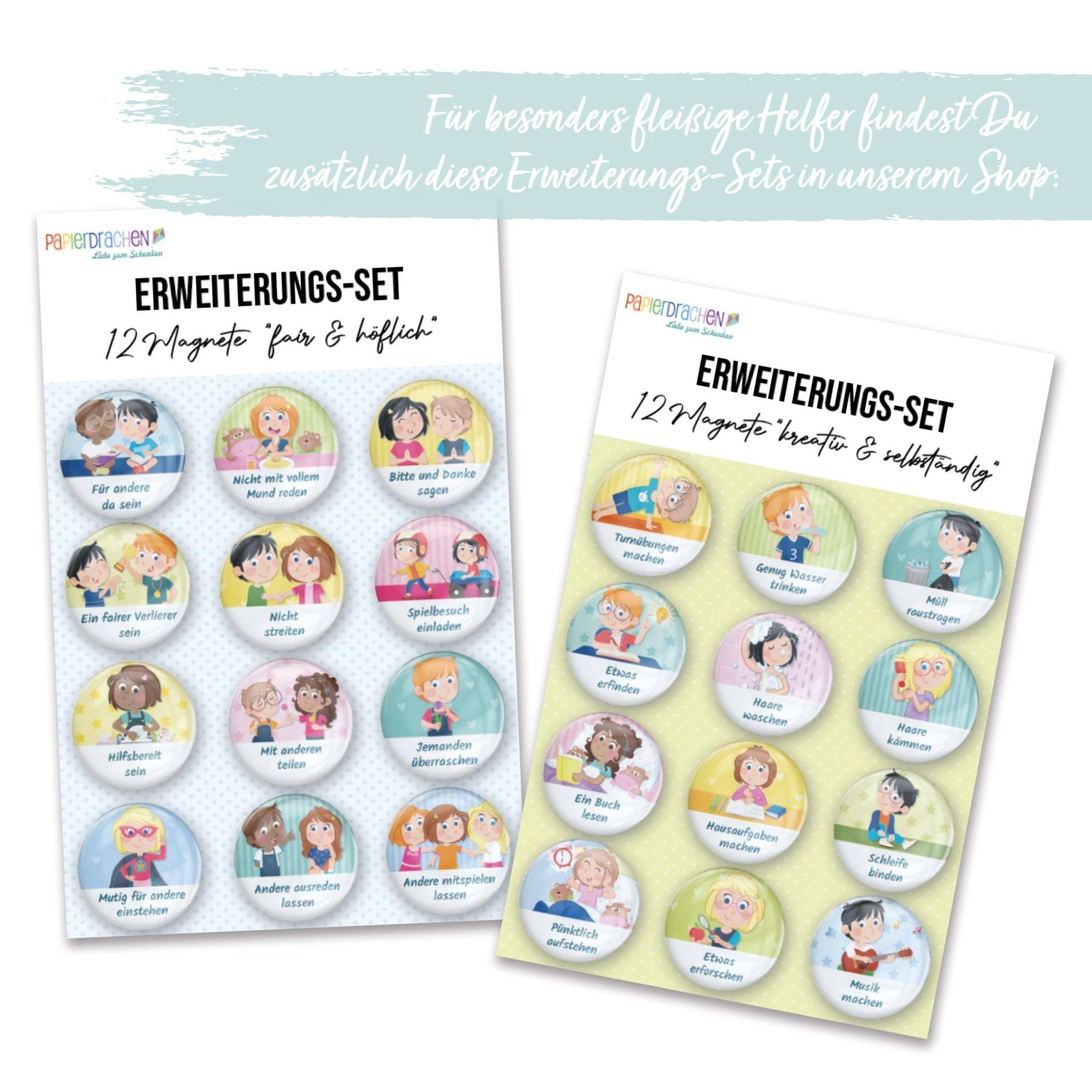 Magnet - Erweiterungs - Set "Kleine Helfer" Papierdrachen - malmichbunt.de
