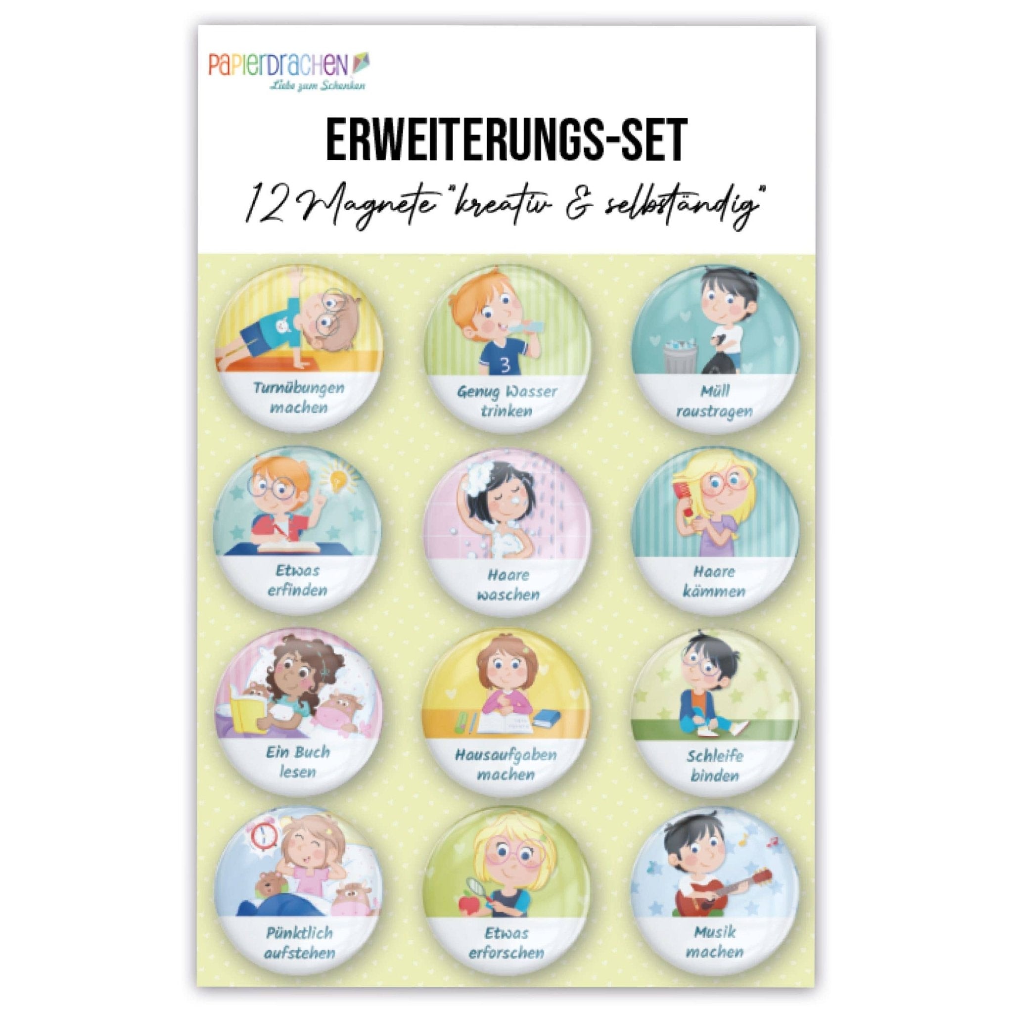 Magnet - Erweiterungs - Set "Kreativ & Selbstständig" Papierdrachen - malmichbunt.de