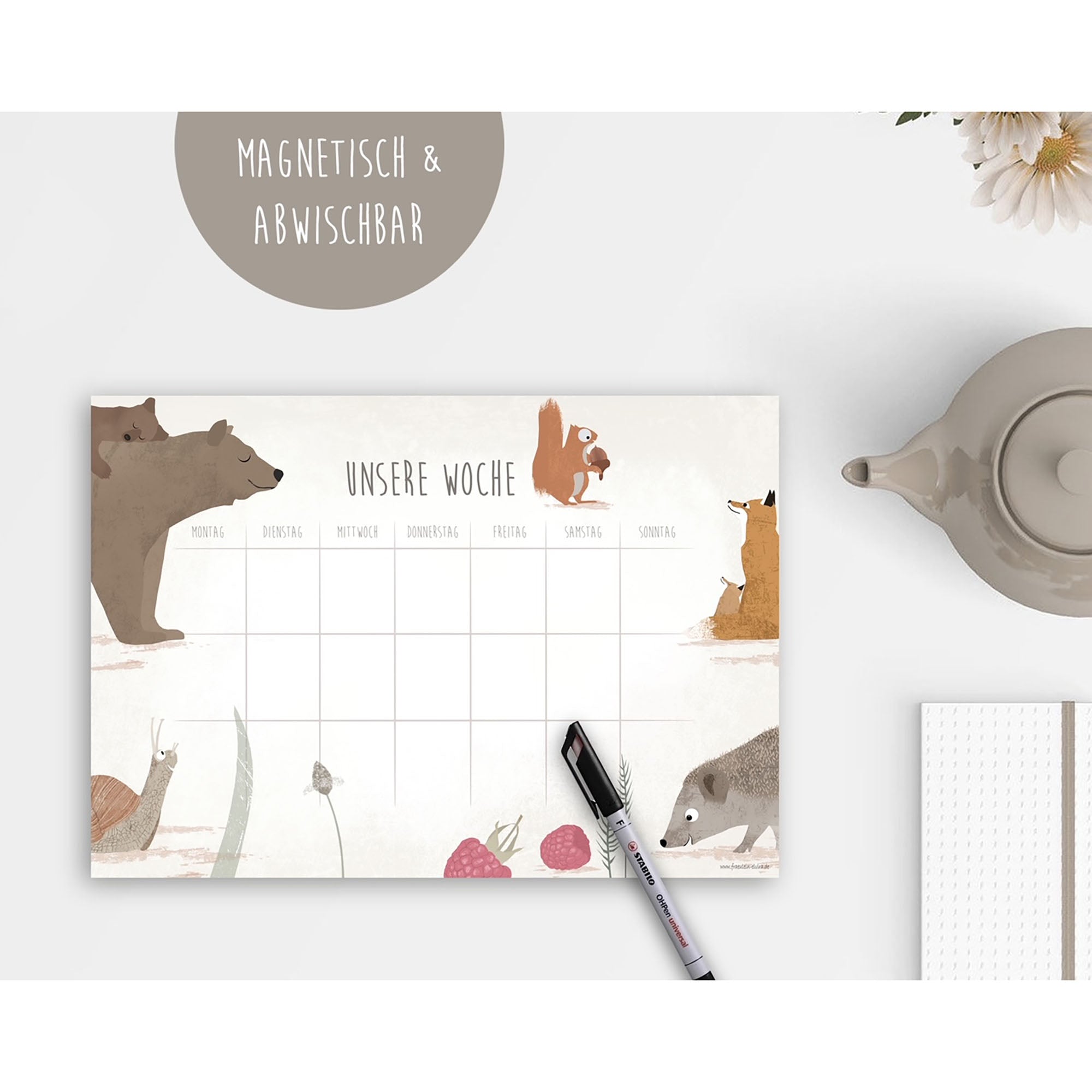 Magnetischer Wochenplaner Fräulein Elvira - malmichbunt.de