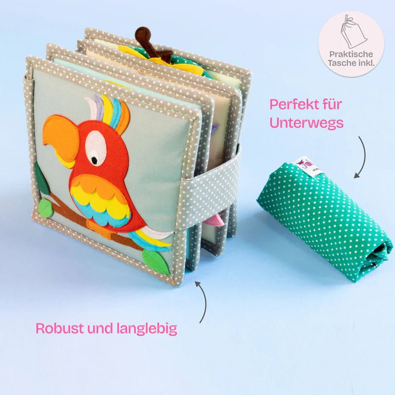 Mini Quiet Book "Schillernder Papagei" Jolly Designs - malmichbunt.de