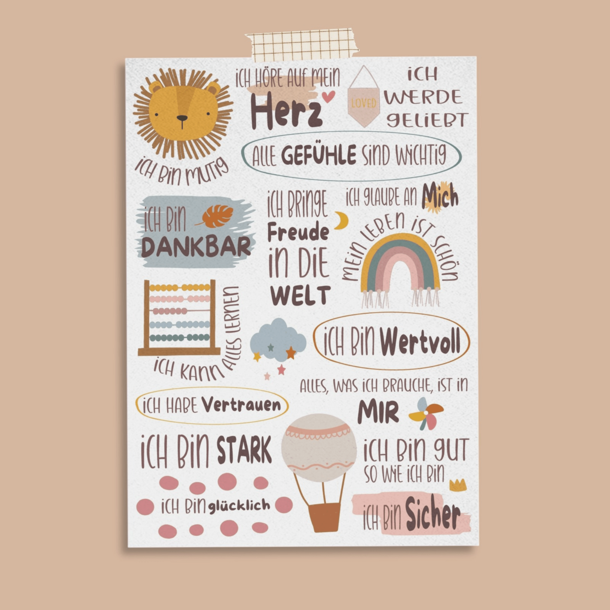 Modern Kids Art - A6 Affirmationskarte "Harmonie" für Kinder und Jugendliche Modern Kids Art - malmichbunt.de