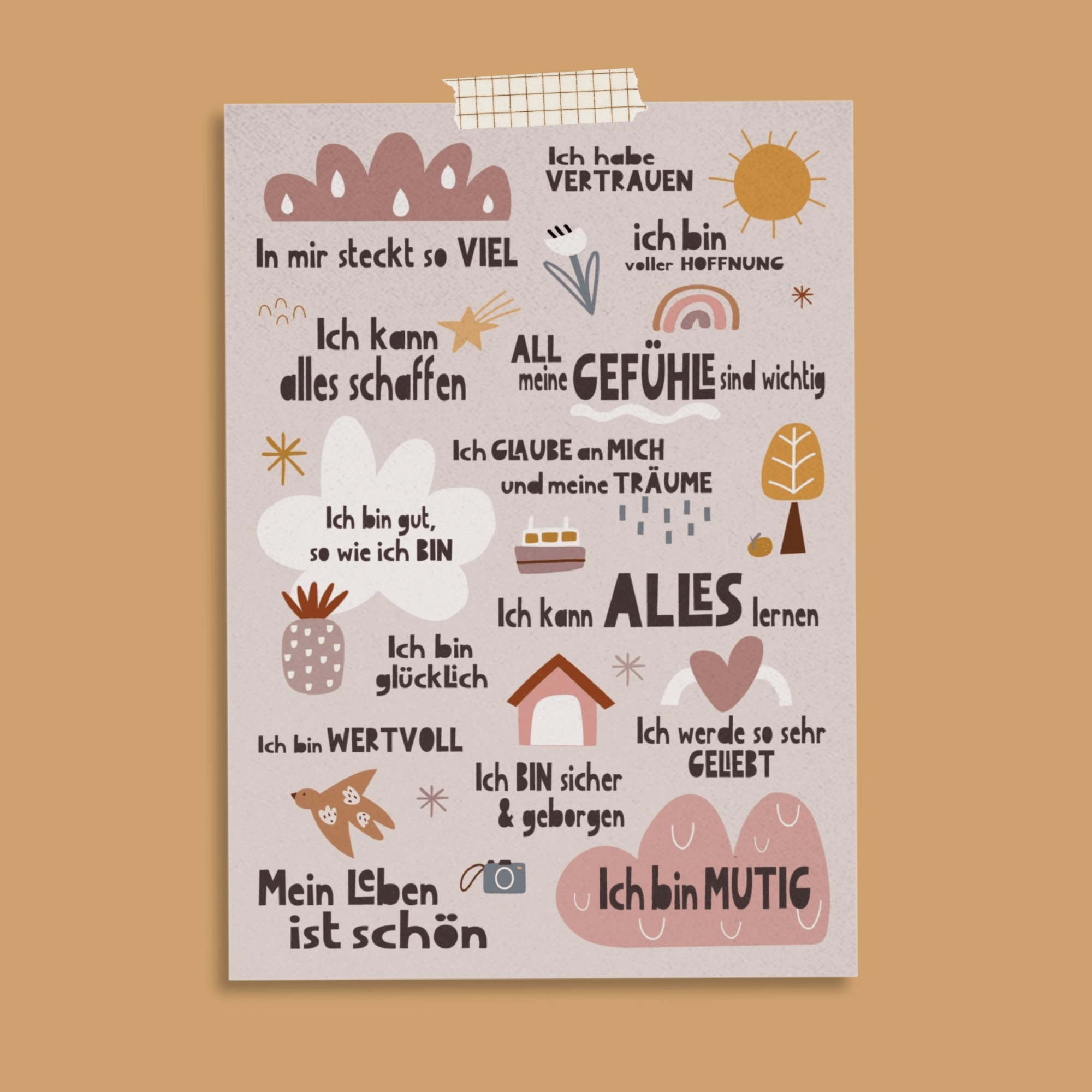 Modern Kids Art - A6 Affirmationskarte "Peaceful World" für Kinder und Jugendliche Modern Kids Art - malmichbunt.de