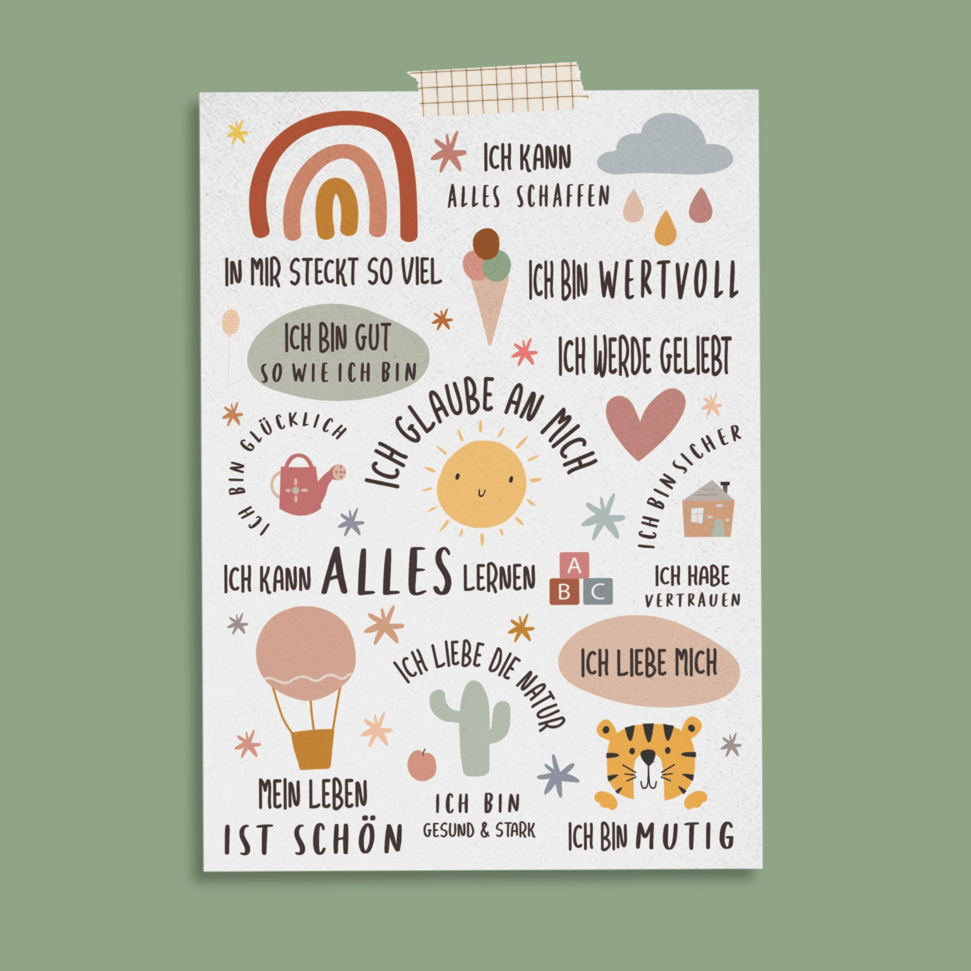 Modern Kids Art - A6 Affirmationskarte "Regenbogen" für Kinder und Jugendliche Modern Kids Art - malmichbunt.de