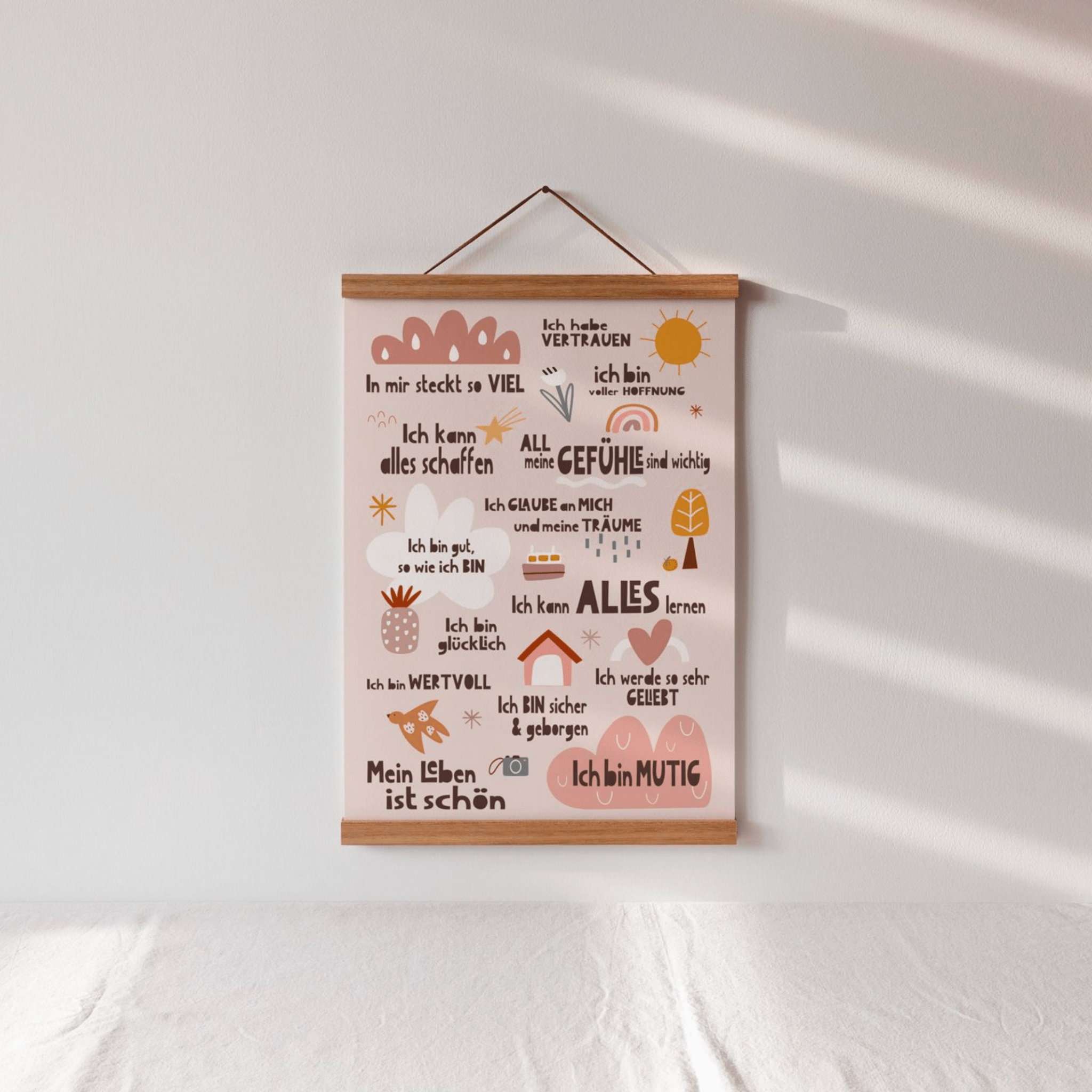Modern Kids Art - Poster Affirmationen Peaceful World Modern Kids Art - malmichbunt.de