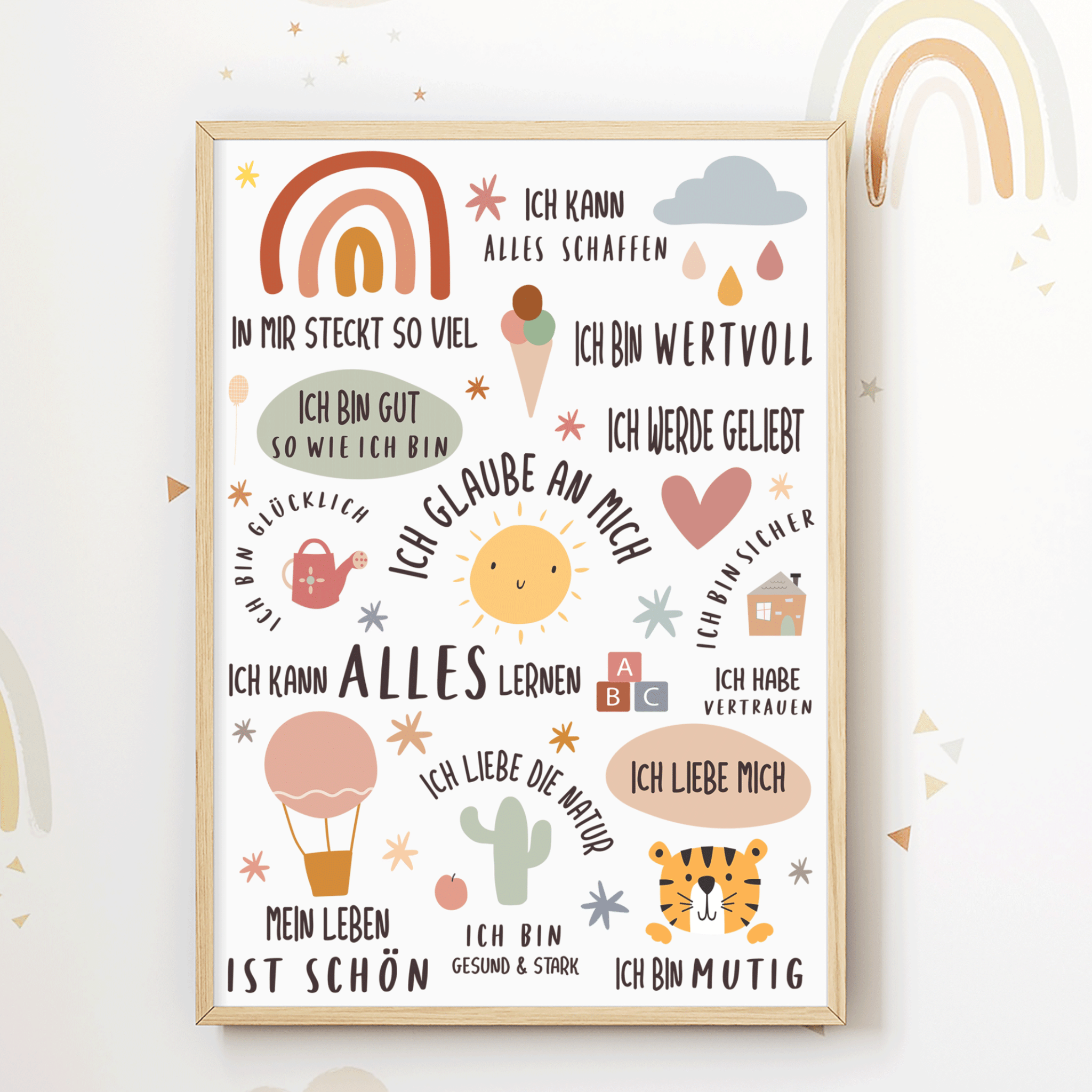 Modern Kids Art - Poster Affirmationen Regenbogen Modern Kids Art - malmichbunt.de